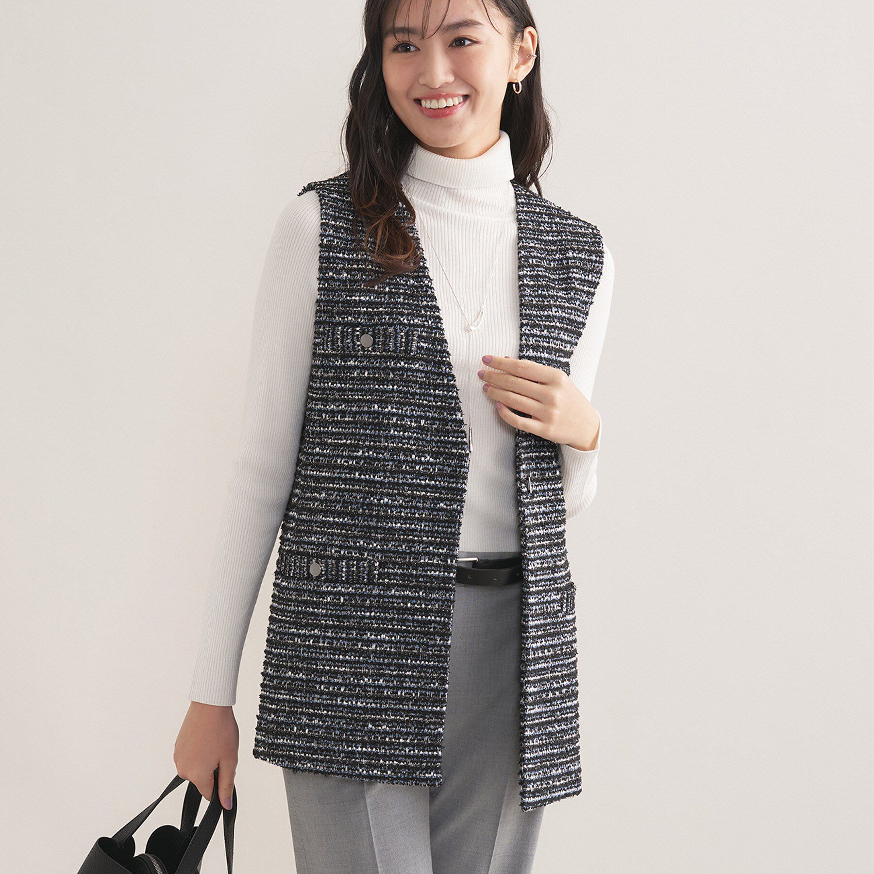 INDIVI「【2点セット／洗える／セレモニー】ツイードジレ＆ボウタイブラウス」|その他|