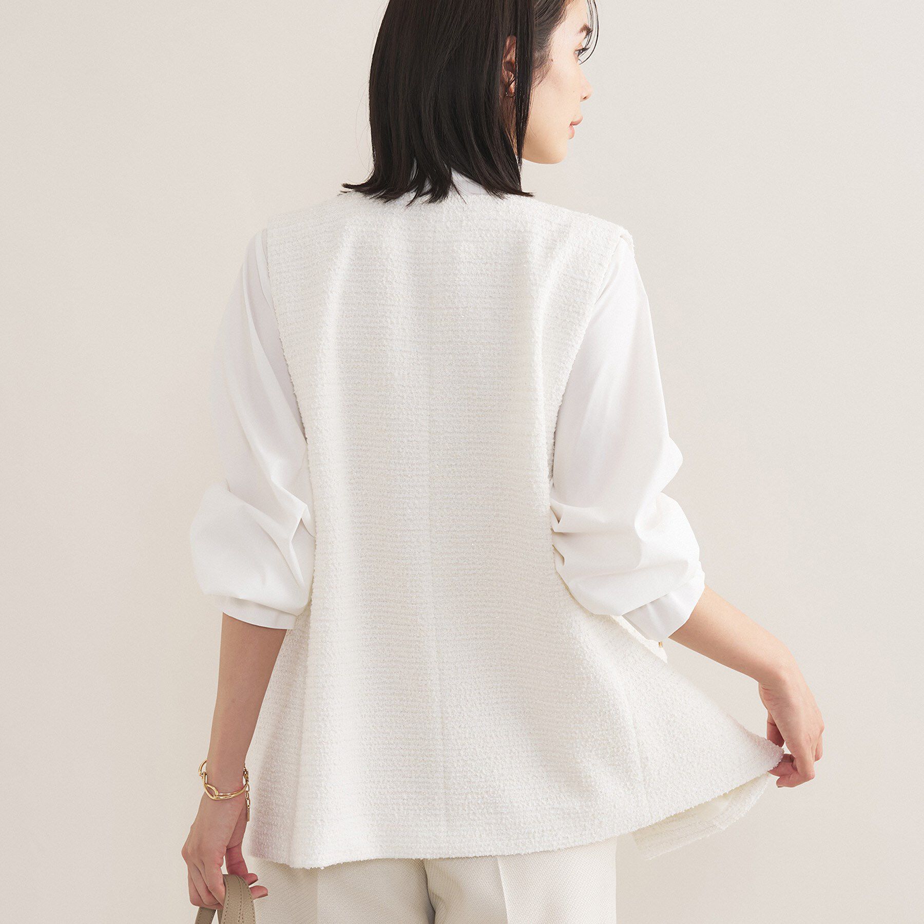 INDIVI「【2点セット／洗える／セレモニー】ツイードジレ＆ボウタイブラウス」|その他|