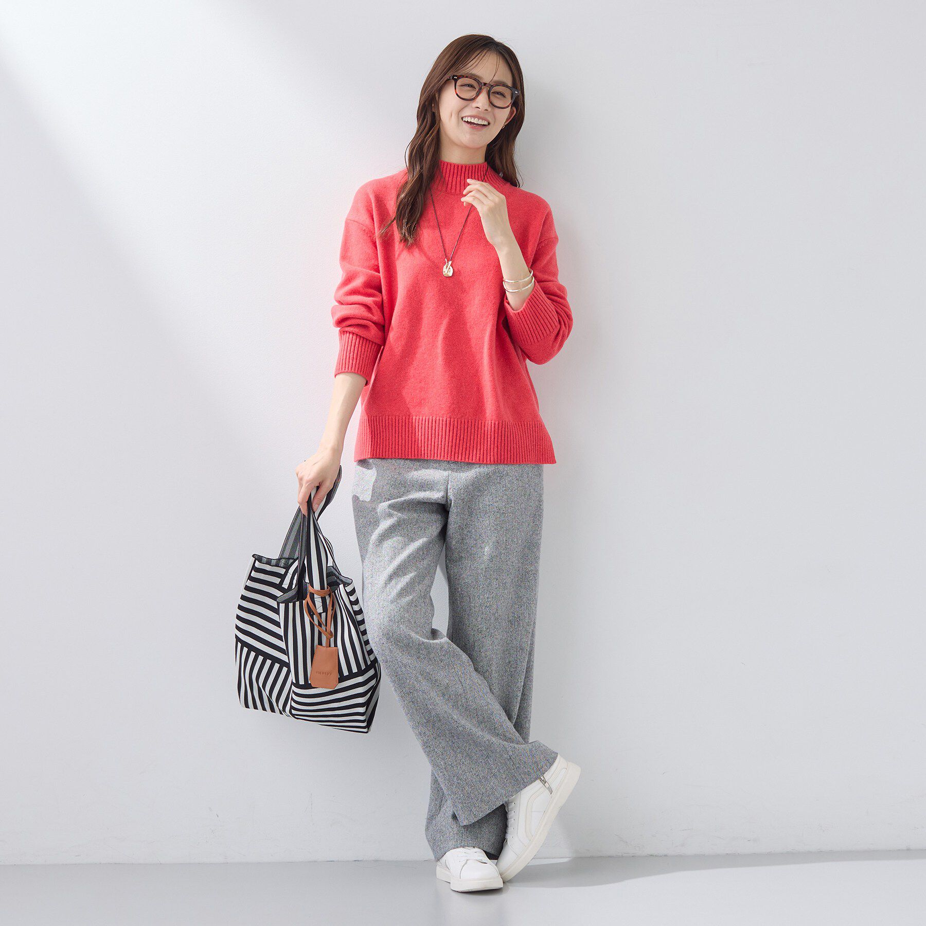 INDIVI「【カシミヤ混】ミドルゲージ ハイネックニット」|ニット・セーター|