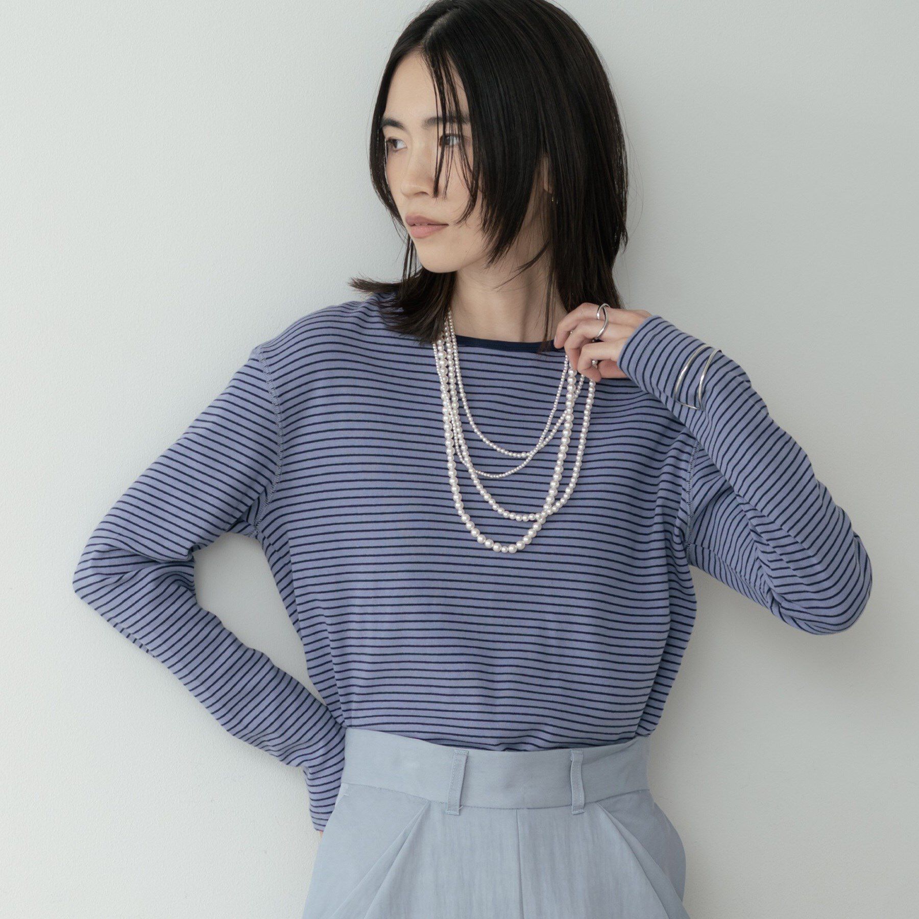 GALLEST「ボーダーカットソー」|Tシャツ・カットソー|ラベンダー(380)