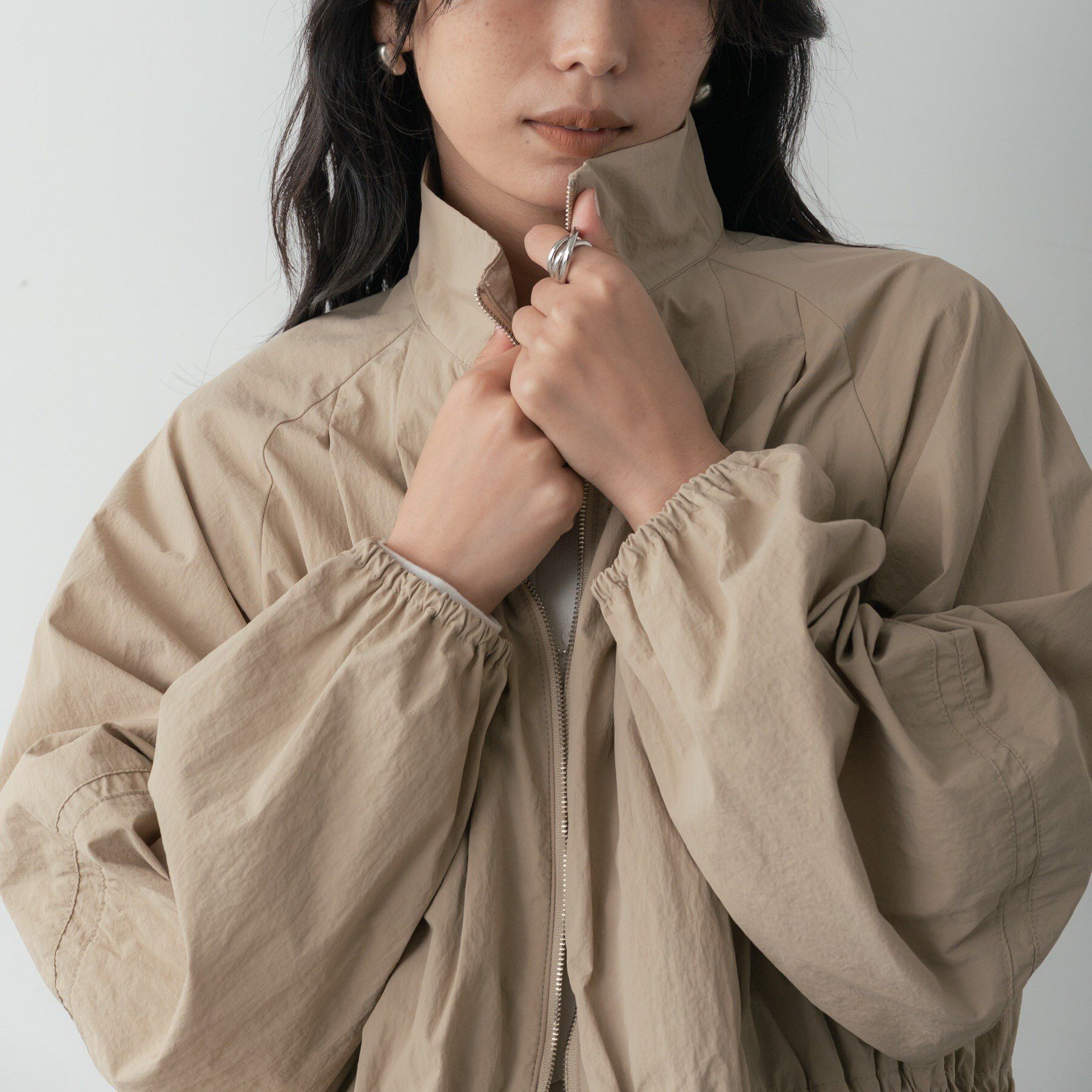 GALLEST「シャーリングペプラムブルゾン」|ブルゾン・スタジャン|