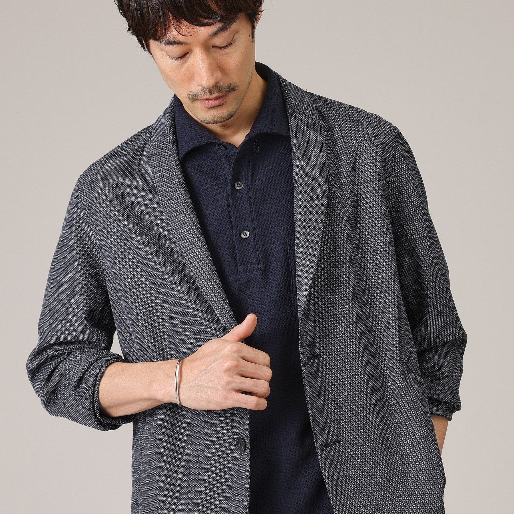 TAKEO KIKUCHI「【抗菌防臭/尾州織】ドビーメッシュ ショールカラー カーディガン」|カーディガン|