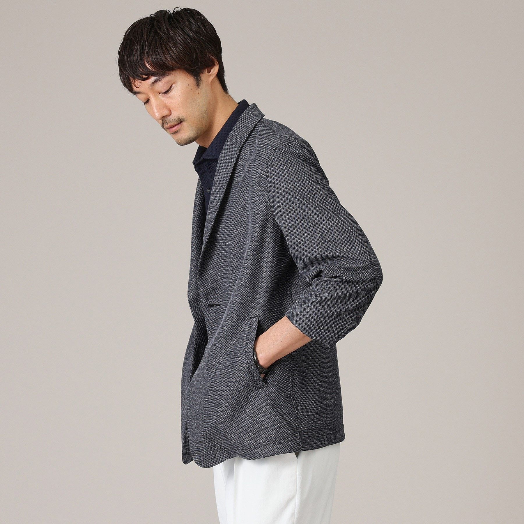 TAKEO KIKUCHI「【抗菌防臭/尾州織】ドビーメッシュ ショールカラー カーディガン」|カーディガン|