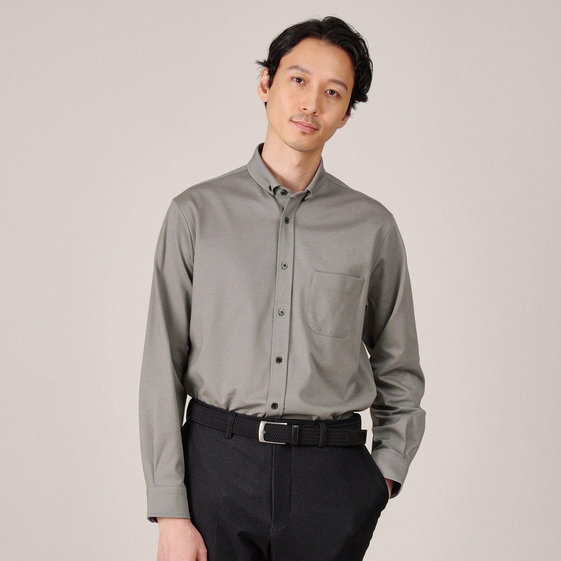 TAKEO KIKUCHI「【ONOFF兼用】モクロディ－ ボタンダウンシャツ」|シャツ・ブラウス|チャコールグレー(0