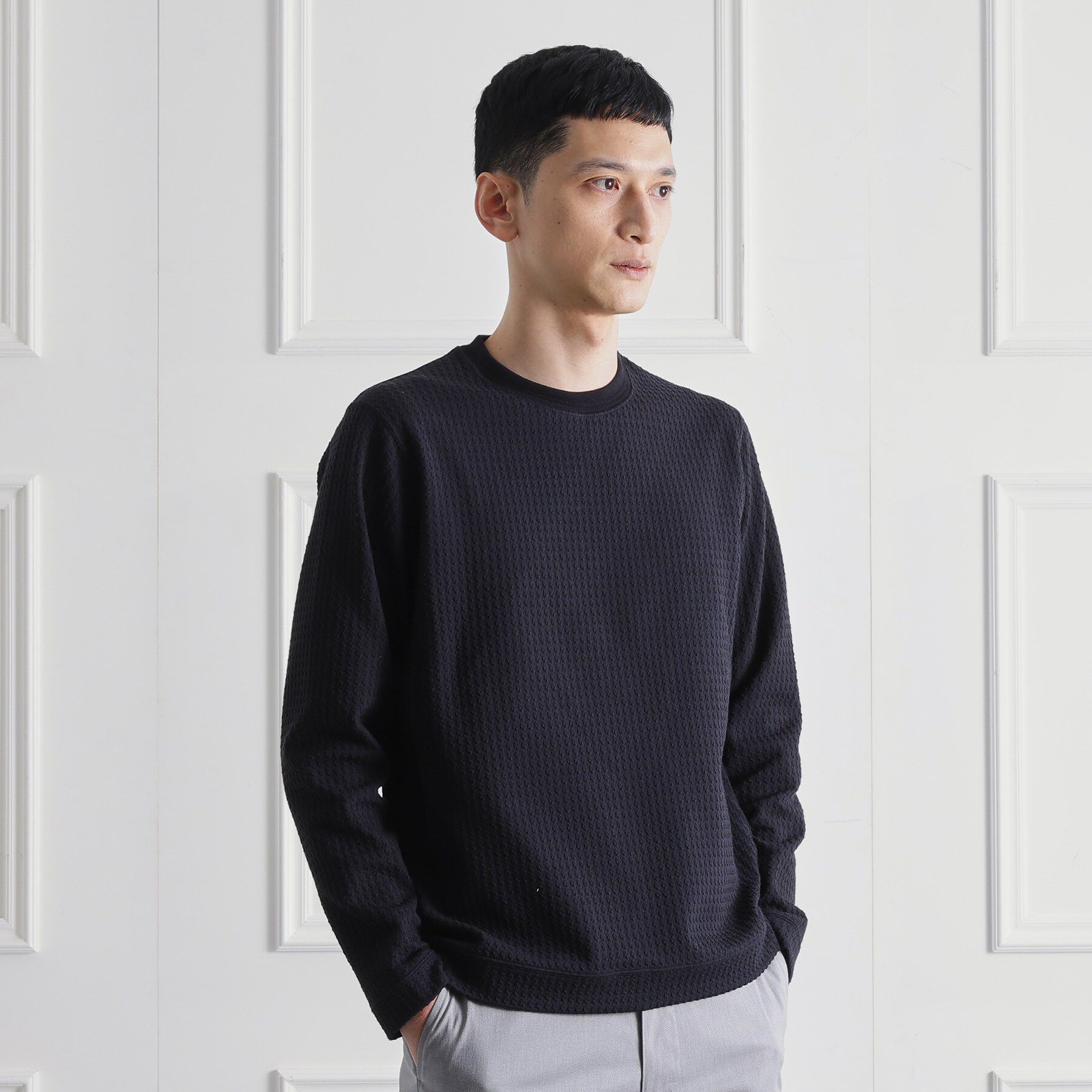 TAKEO KIKUCHI「千鳥柄 ストレッチ プルオーバー」|Tシャツ・カットソー|