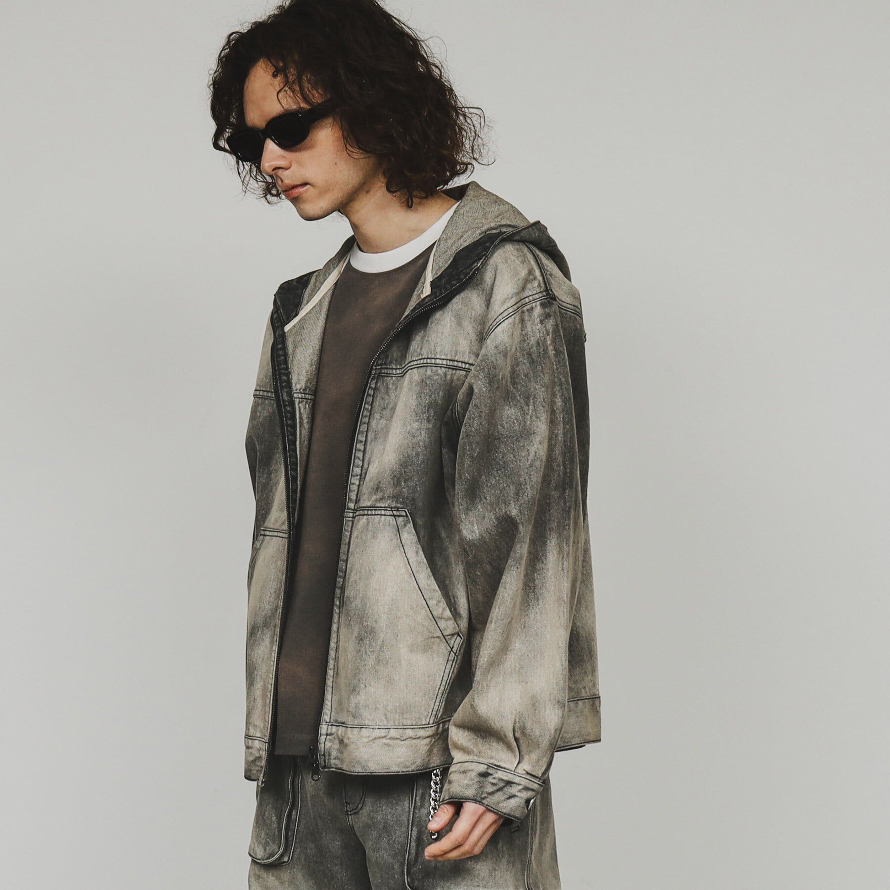 tk.TAKEO KIKUCHI「【セットアップ対応】フーデットデニムブルゾン」|ブルゾン・スタジャン|ブラック(019)