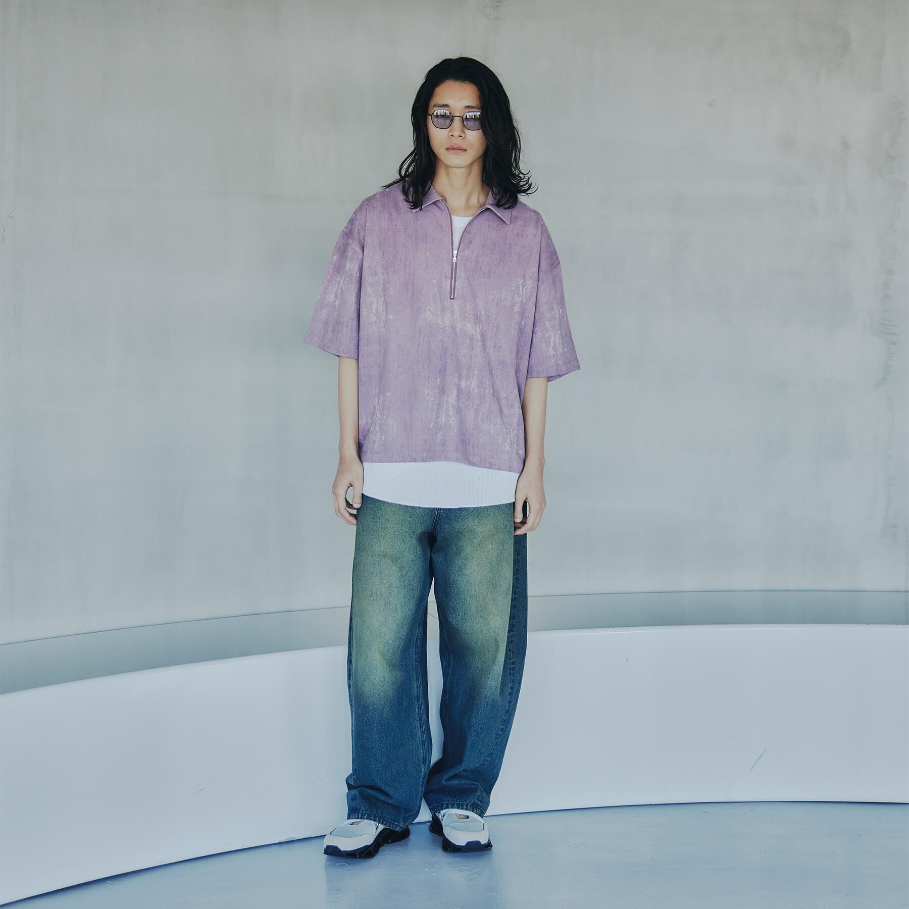 tk.TAKEO KIKUCHI「ヴィンテージライクハーフジップポロシャツ」|ポロシャツ|