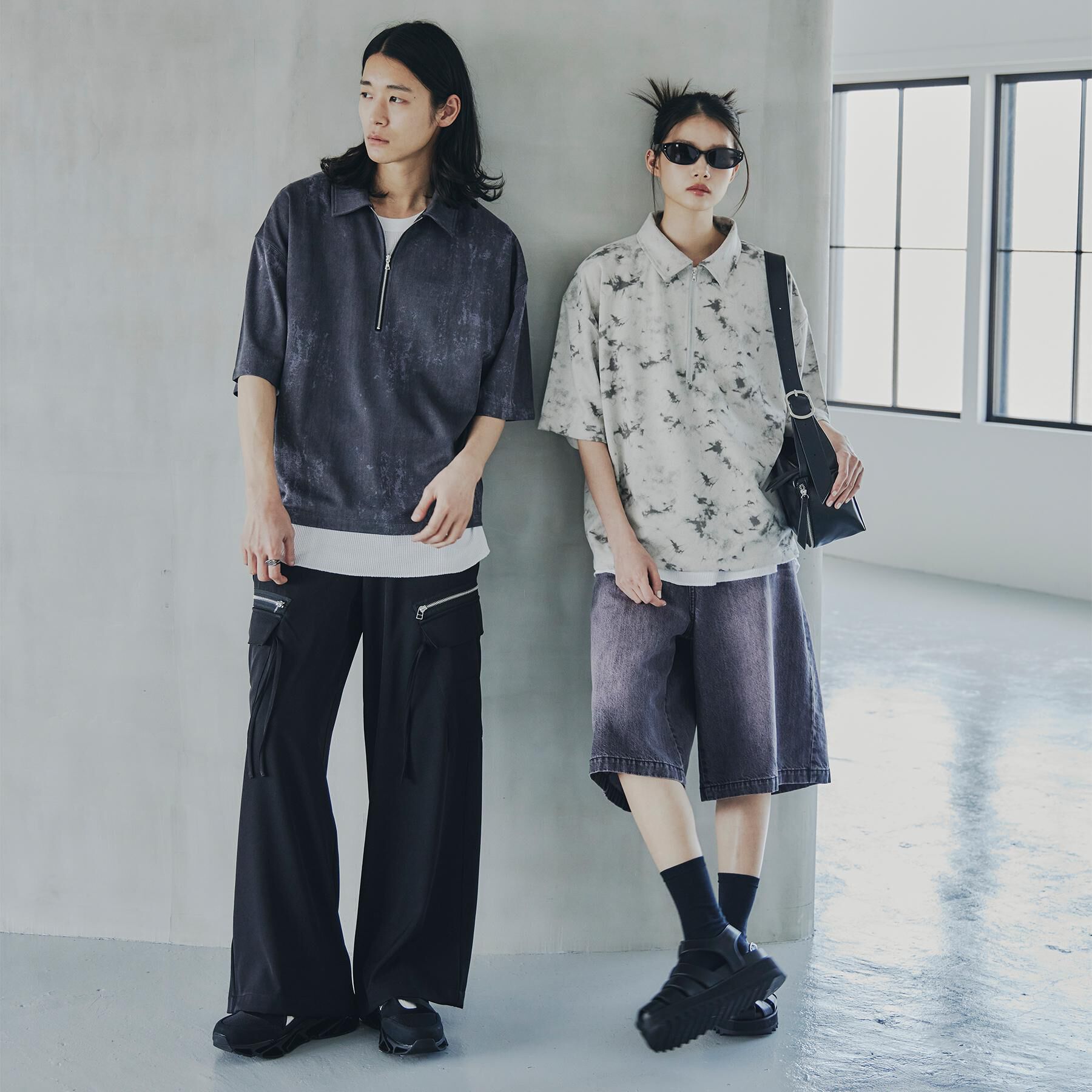 tk.TAKEO KIKUCHI「ヴィンテージライクハーフジップポロシャツ」|ポロシャツ|