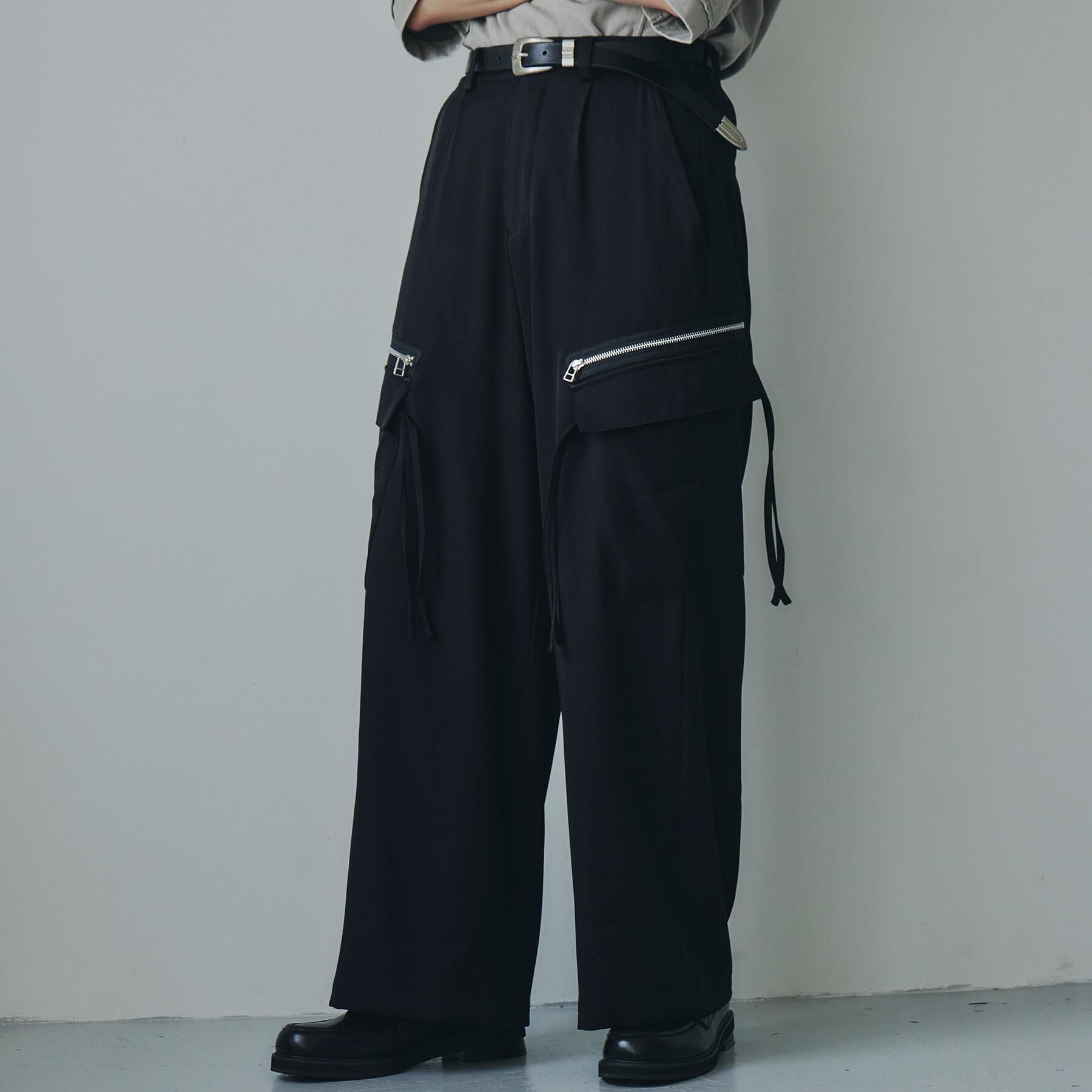 tk.TAKEO KIKUCHI「AラインサイドZIPカーゴパンツ」|その他|ブラック(019)