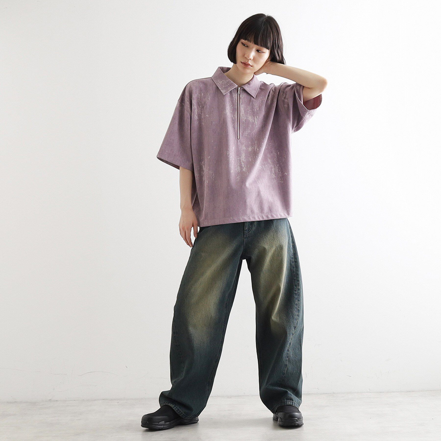 tk.TAKEO KIKUCHI「ヴィンテージライクハーフジップポロシャツ」|ポロシャツ|