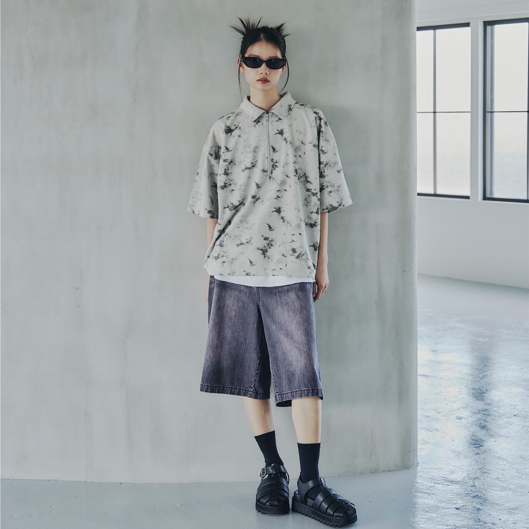 tk.TAKEO KIKUCHI「ヴィンテージライクハーフジップポロシャツ」|ポロシャツ|