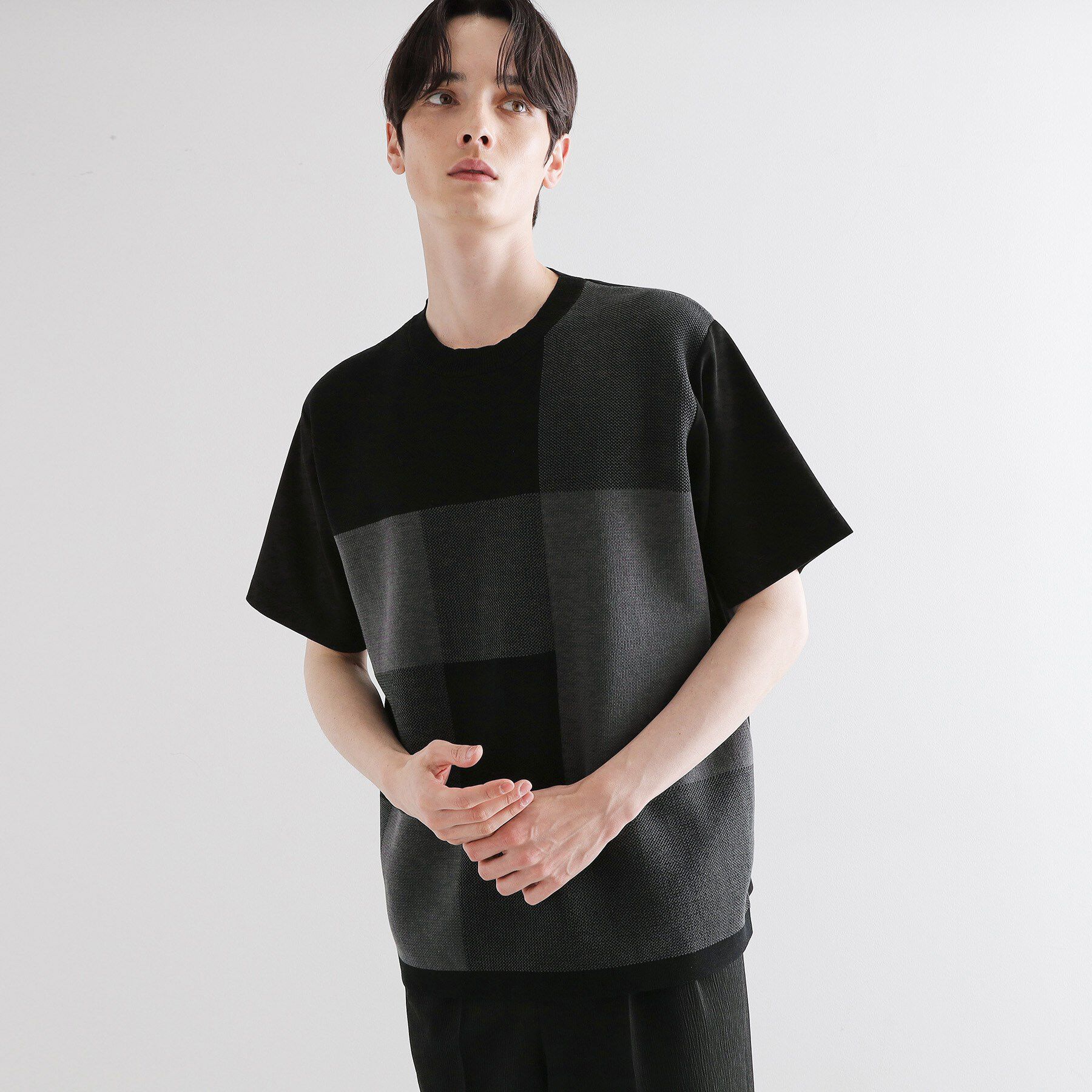 tk.TAKEO KIKUCHI「ニットドッキングブロックチェック」|Tシャツ・カットソー|