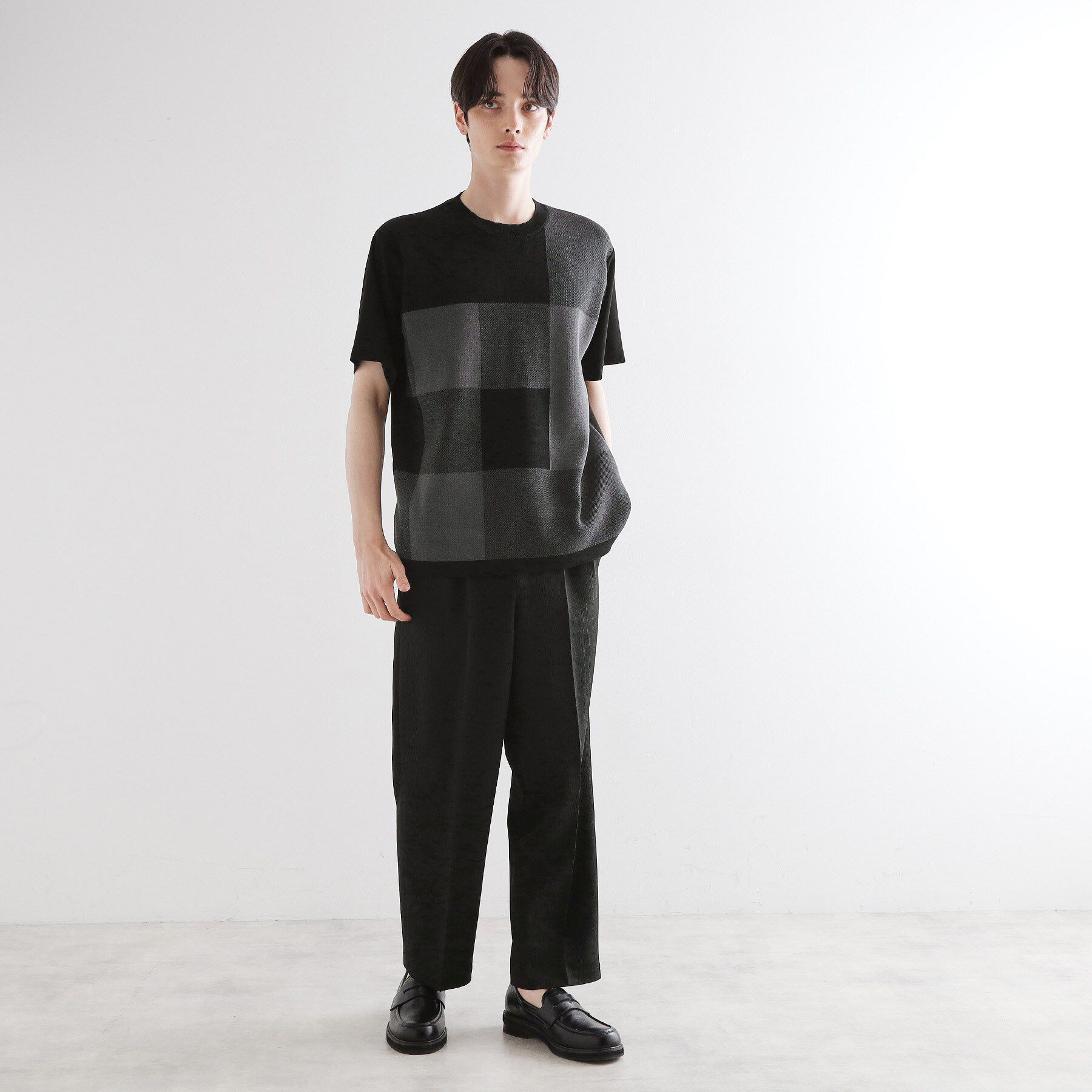 tk.TAKEO KIKUCHI「ニットドッキングブロックチェック」|Tシャツ・カットソー|