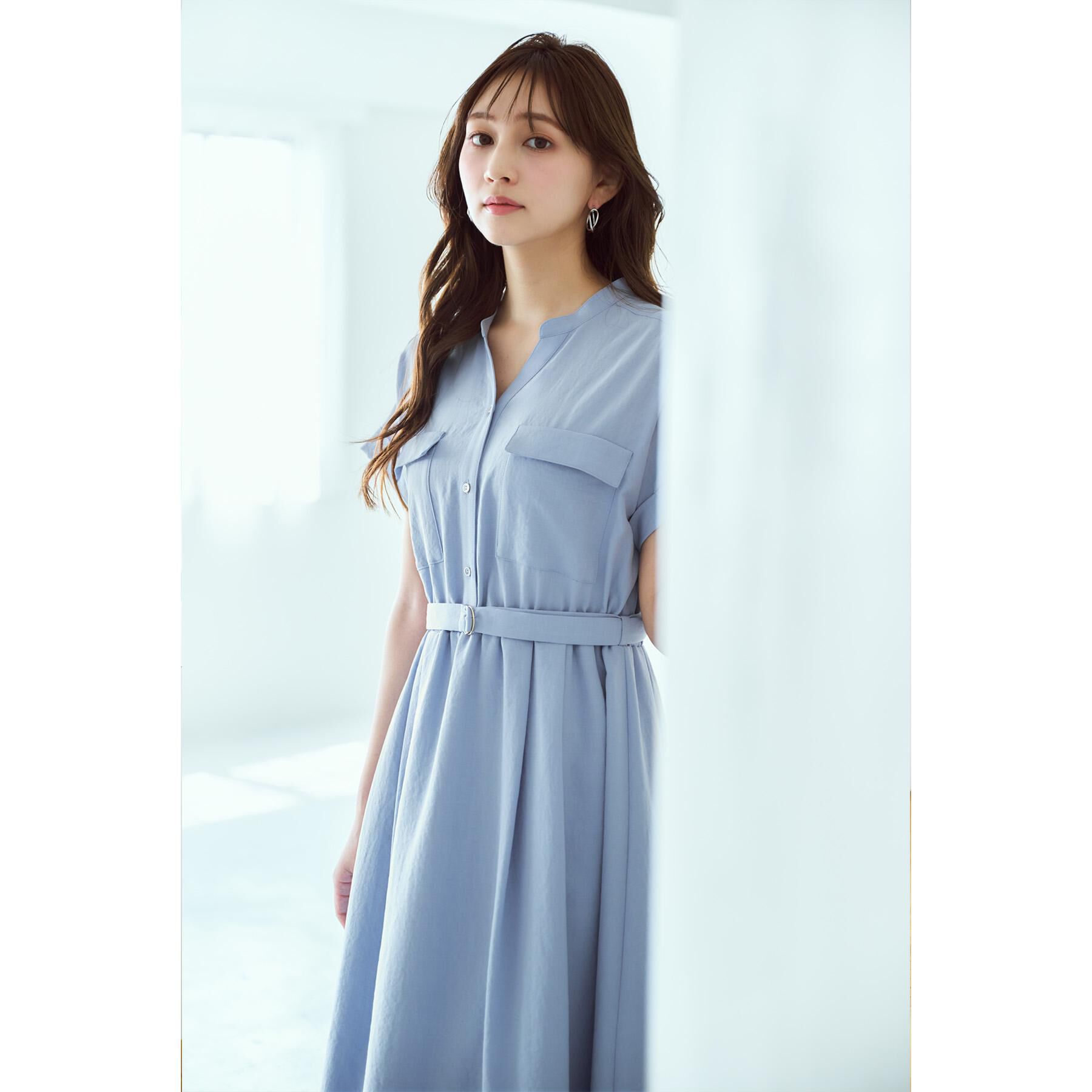 index「《7色展開/XS-LLサイズ》ダブルポケットスキッパーシャツワンピース【吸水速乾/防シワ/イージーア」|ワンピース|