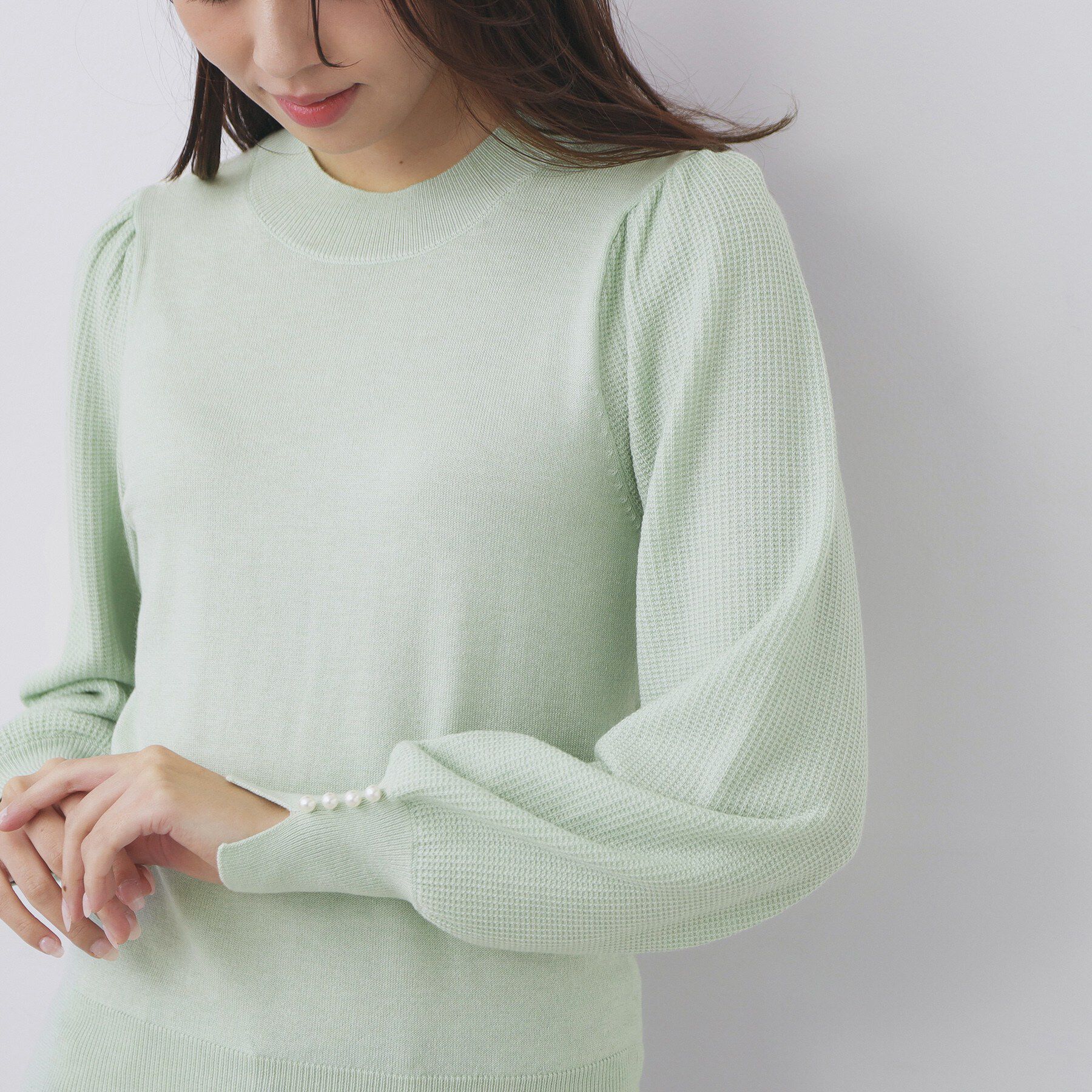 index「柄編みスリーブハイネックニット【洗濯機OK】」|ニット・セーター|