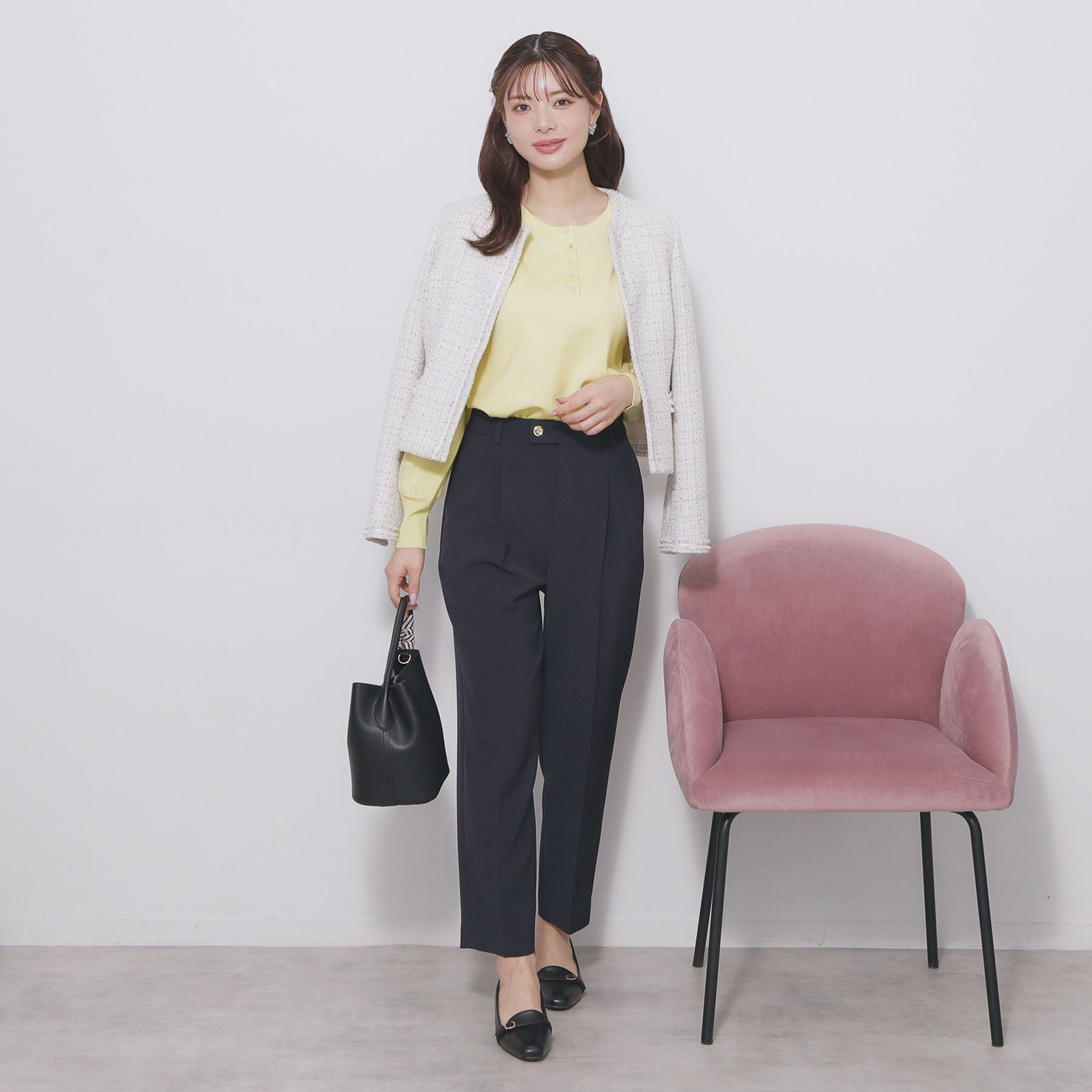 index「ビジューボタンヘンリーネックニット【洗濯機OK】」|ニット・セーター|