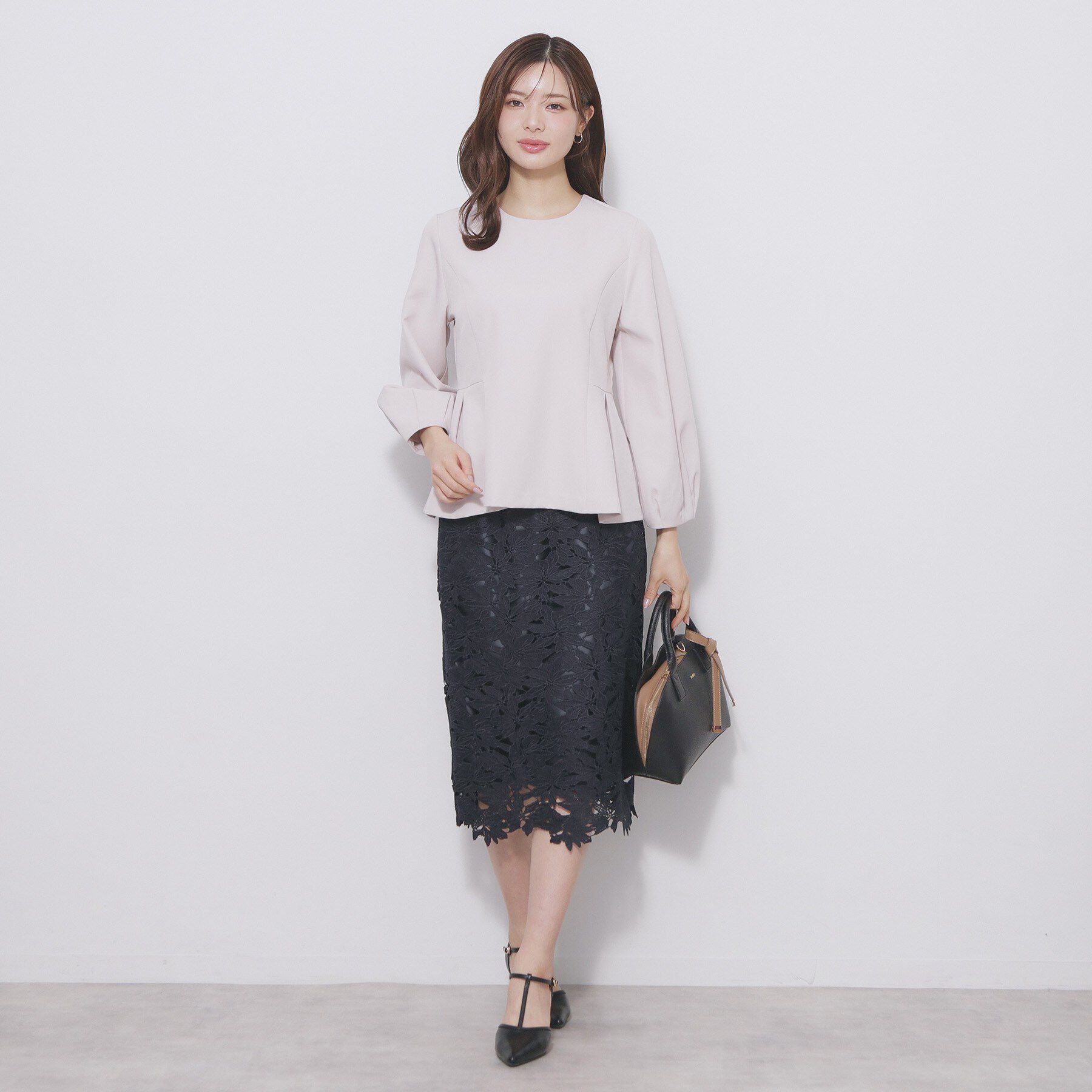 index「レース衿ペプラムブラウス【洗濯機OK/ストレッチ】」|シャツ・ブラウス|