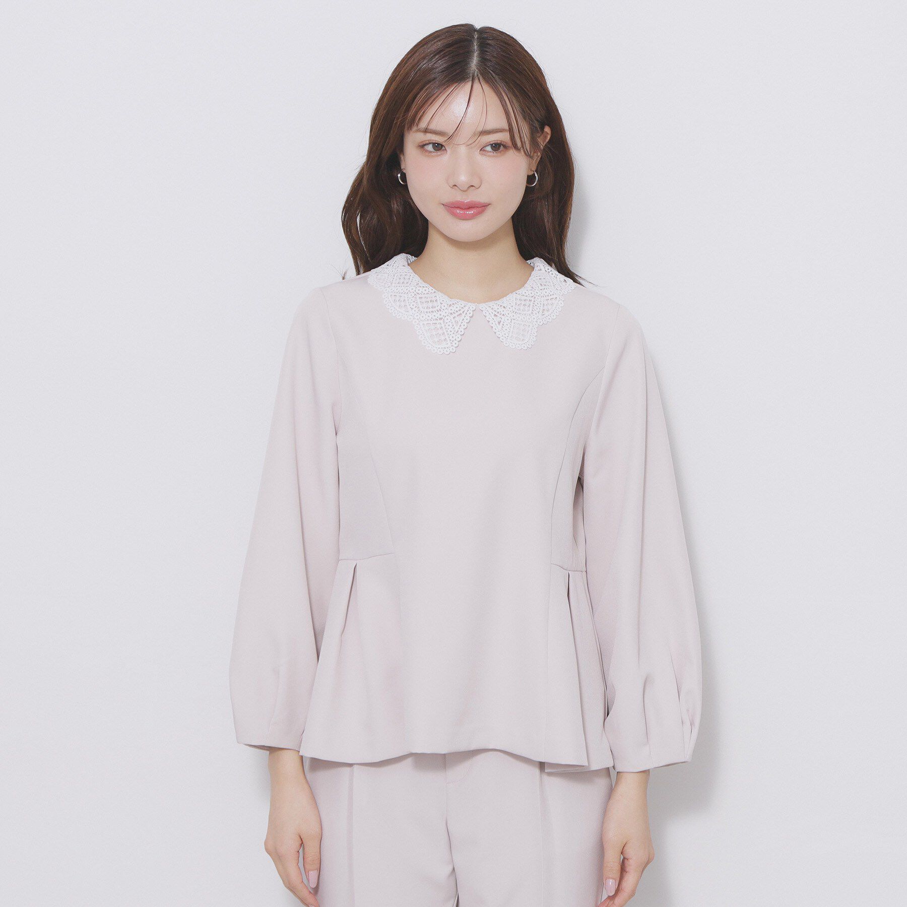 index「レース衿ペプラムブラウス【洗濯機OK/ストレッチ】」|シャツ・ブラウス|