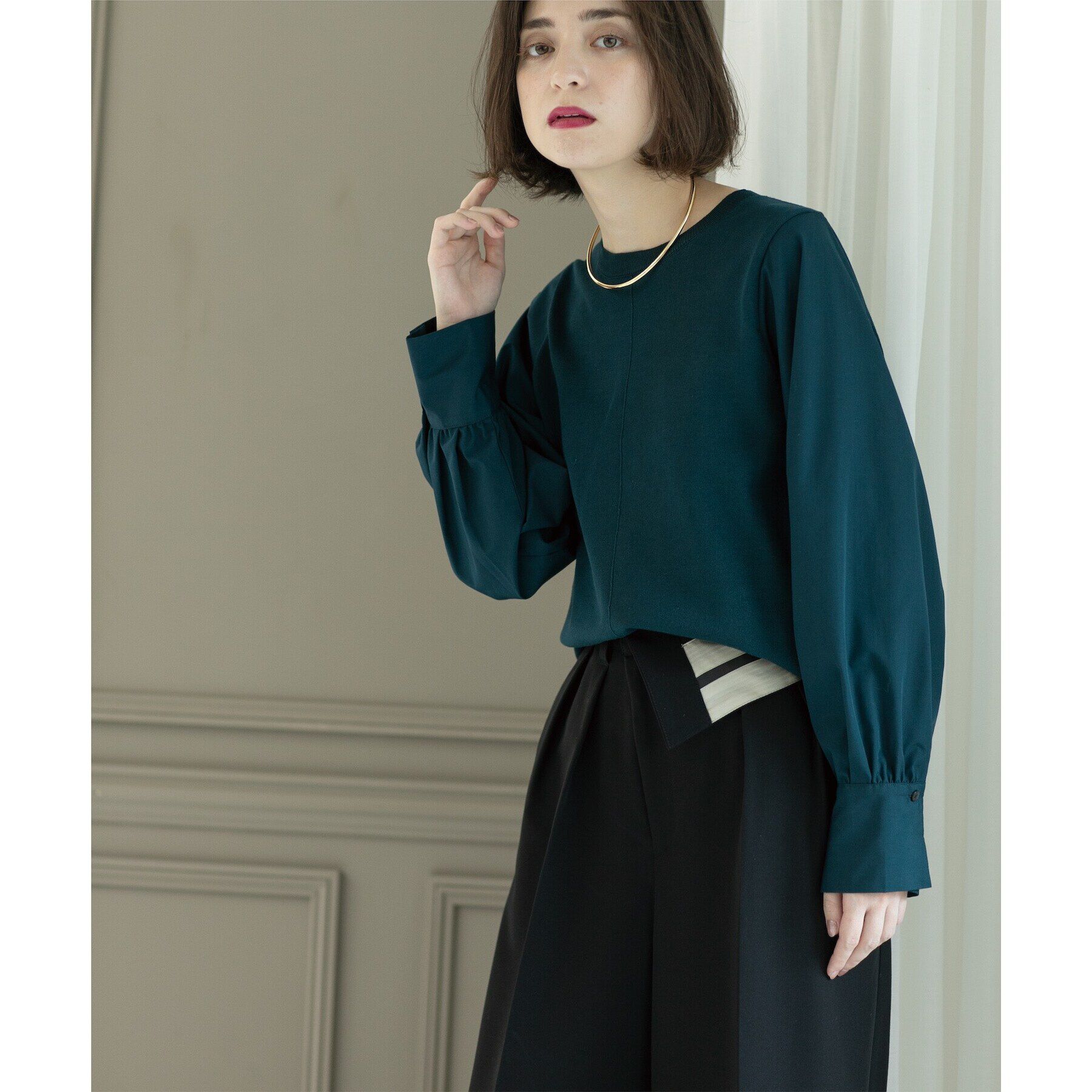 OPAQUE.CLIP「異素材切り替えニット【洗濯機洗い可】」|ニット・セーター|