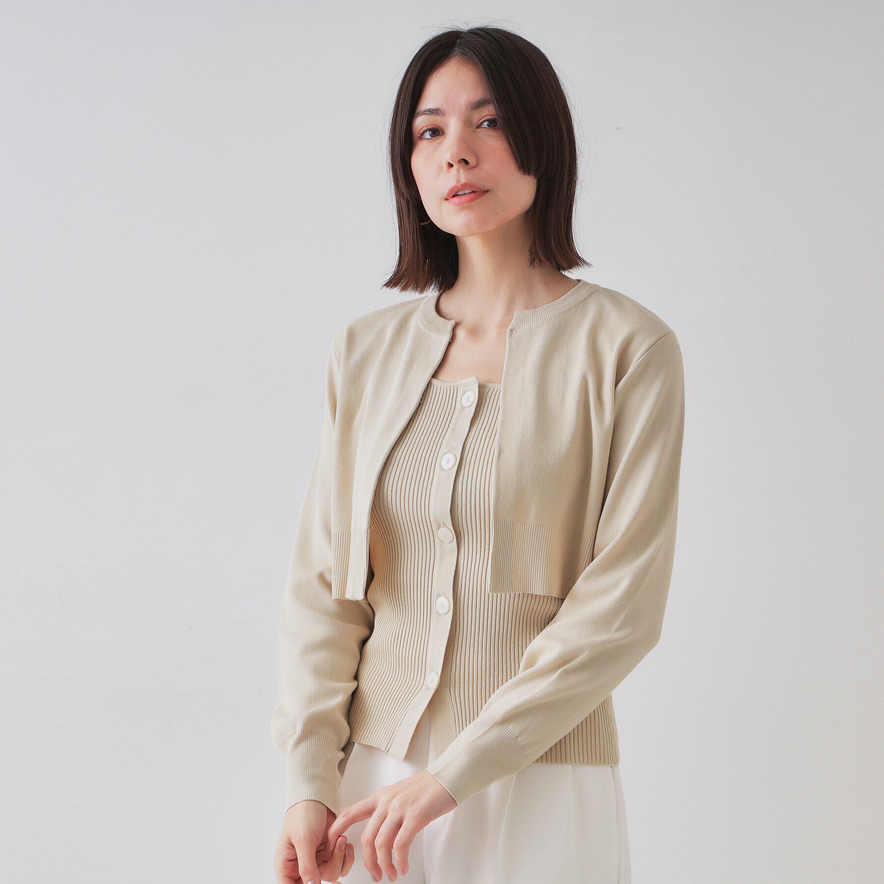 OPAQUE.CLIP「《美人百花掲載》ショートカーディガン&times;リブキャミソール【洗濯機洗い可/抗ピル】」|その他|