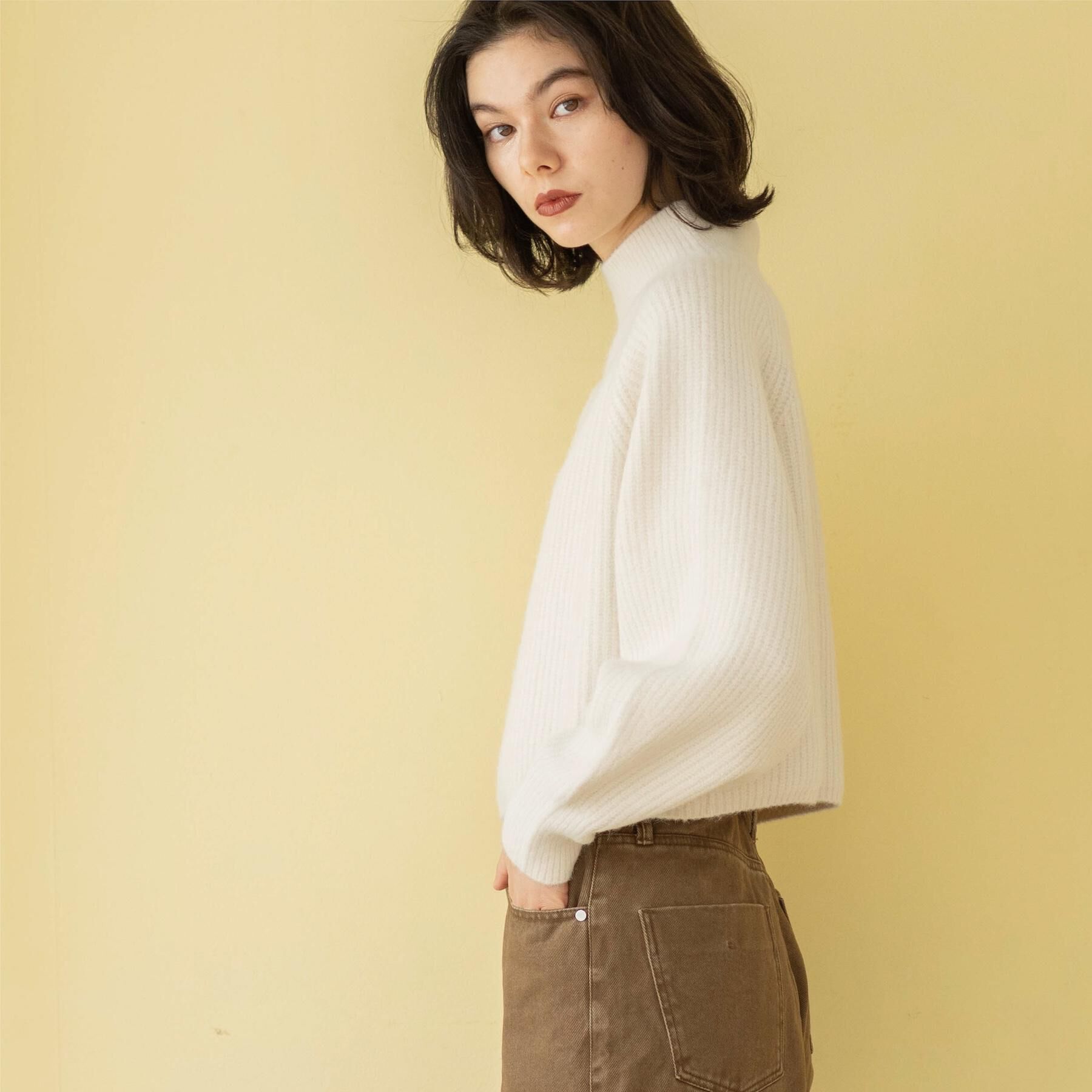 OPAQUE.CLIP「MIXミドルゲージショートあぜニット【洗濯機OK】」|ニット・セーター|