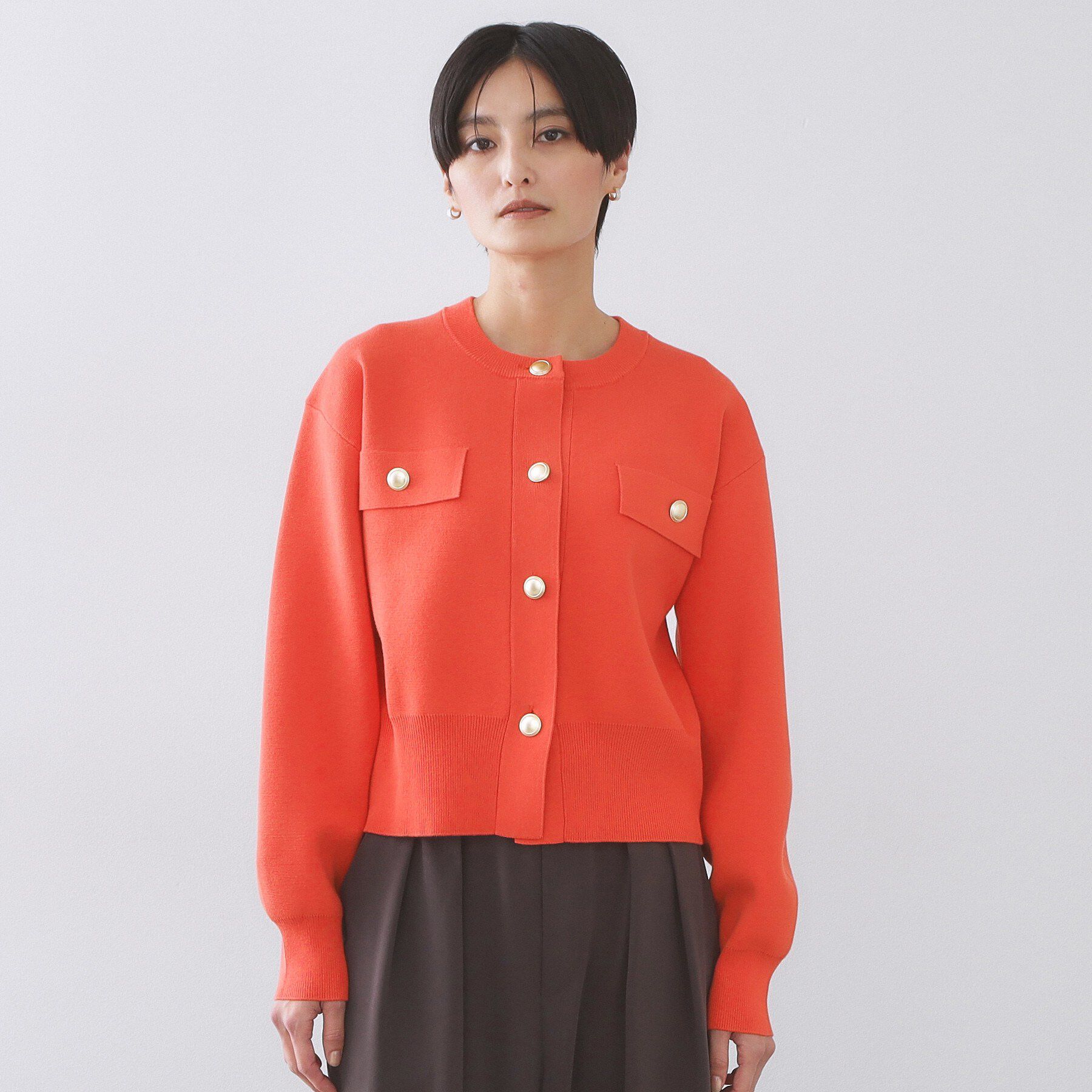 OPAQUE.CLIP「フラップポケット金ボタンニットカーディガン【洗濯機OK】」|カーディガン|
