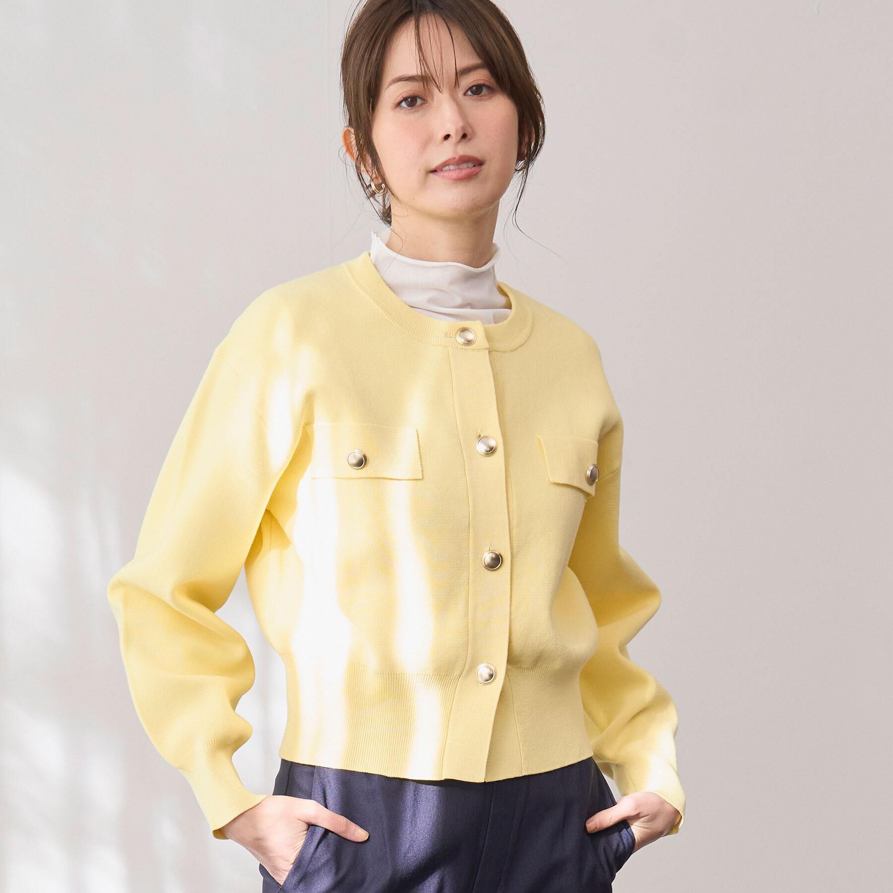 OPAQUE.CLIP「フラップポケット金ボタンニットカーディガン【洗濯機OK】」|カーディガン|