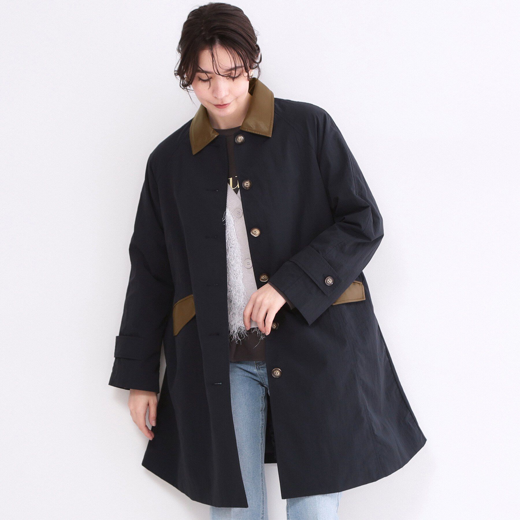 OPAQUE.CLIP「撥水ステンカラーコート【洗える】」|ステンカラーコート|ネイビー(094)