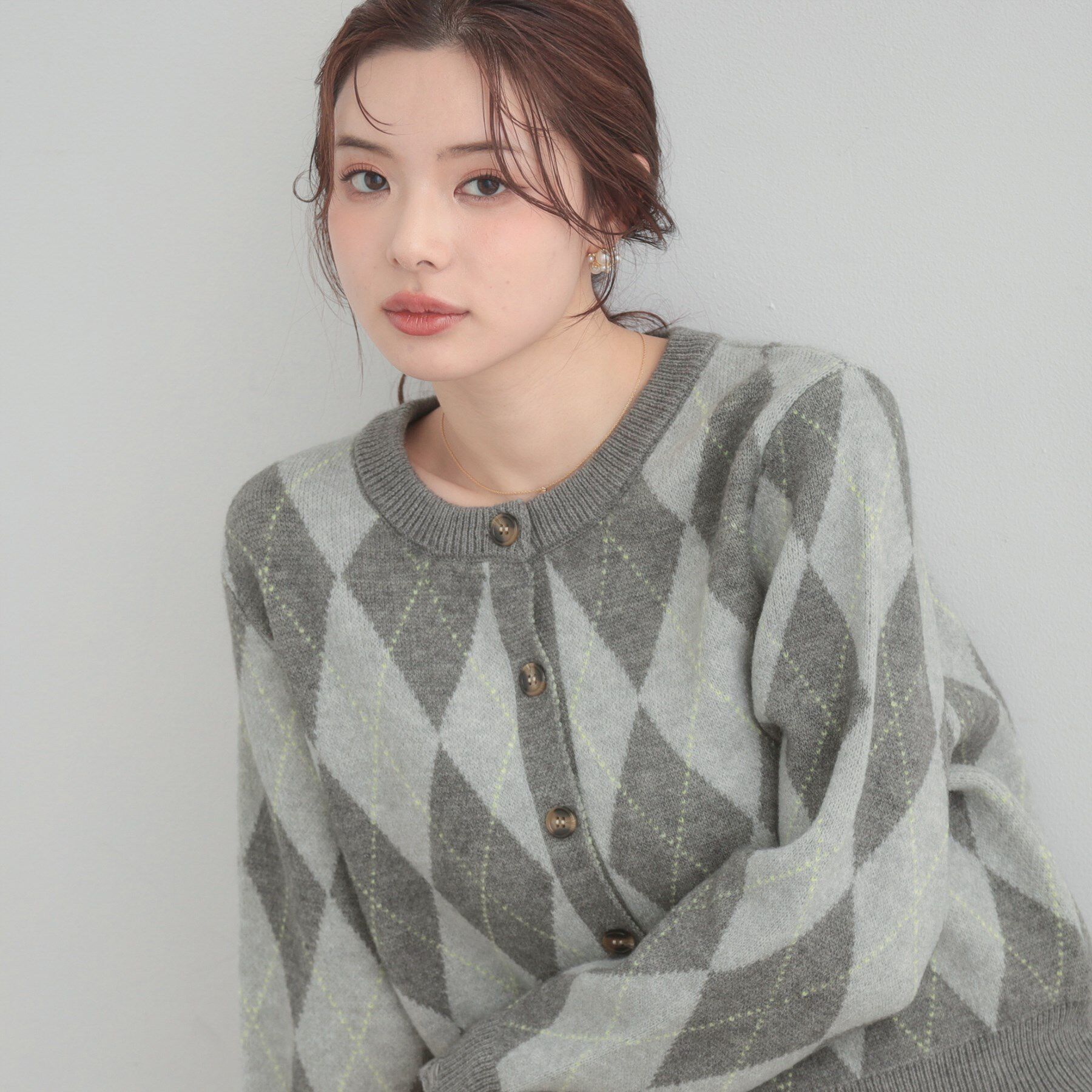 Couture broach「アーガイルニットカーディガン」|カーディガン|