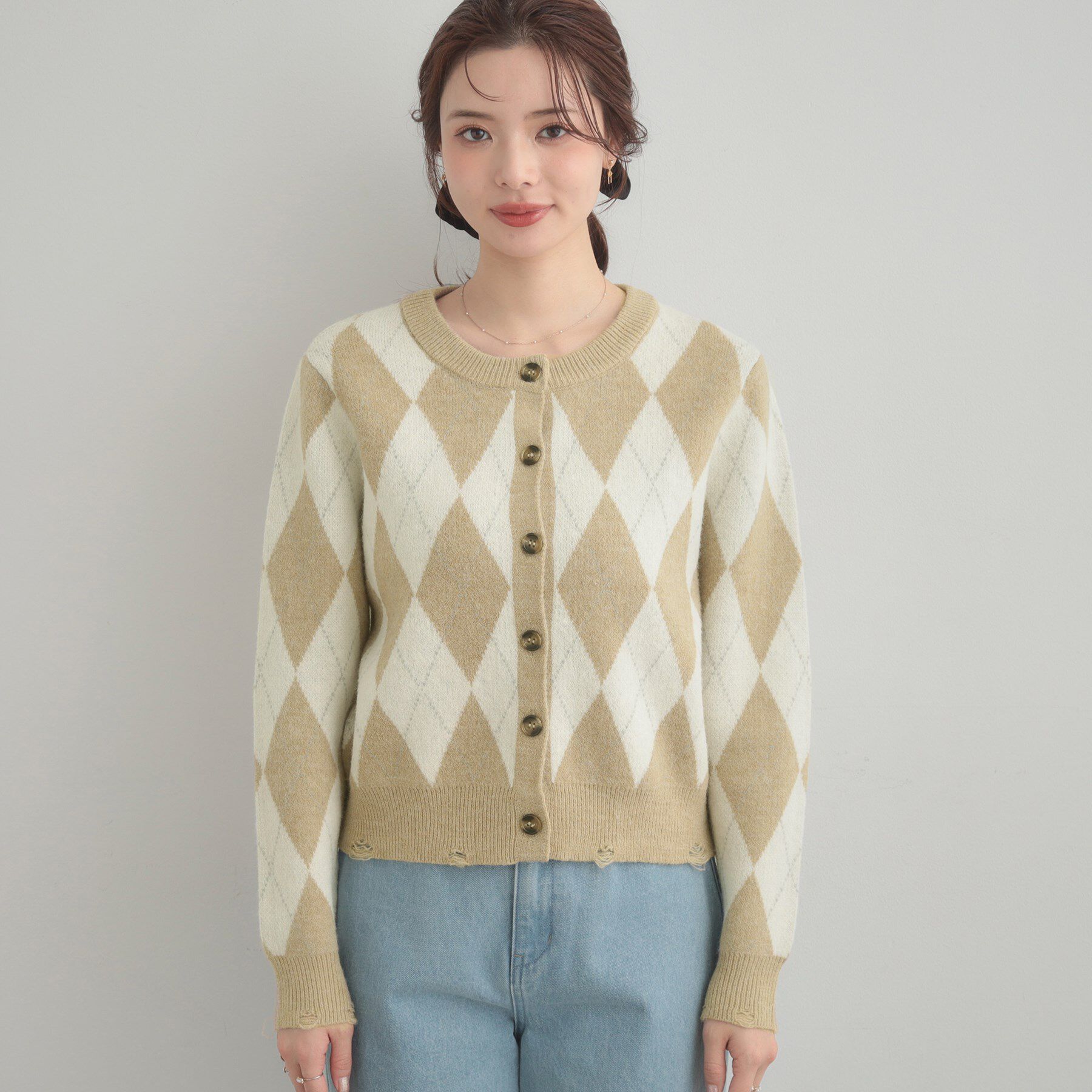 Couture broach「アーガイルニットカーディガン」|カーディガン|