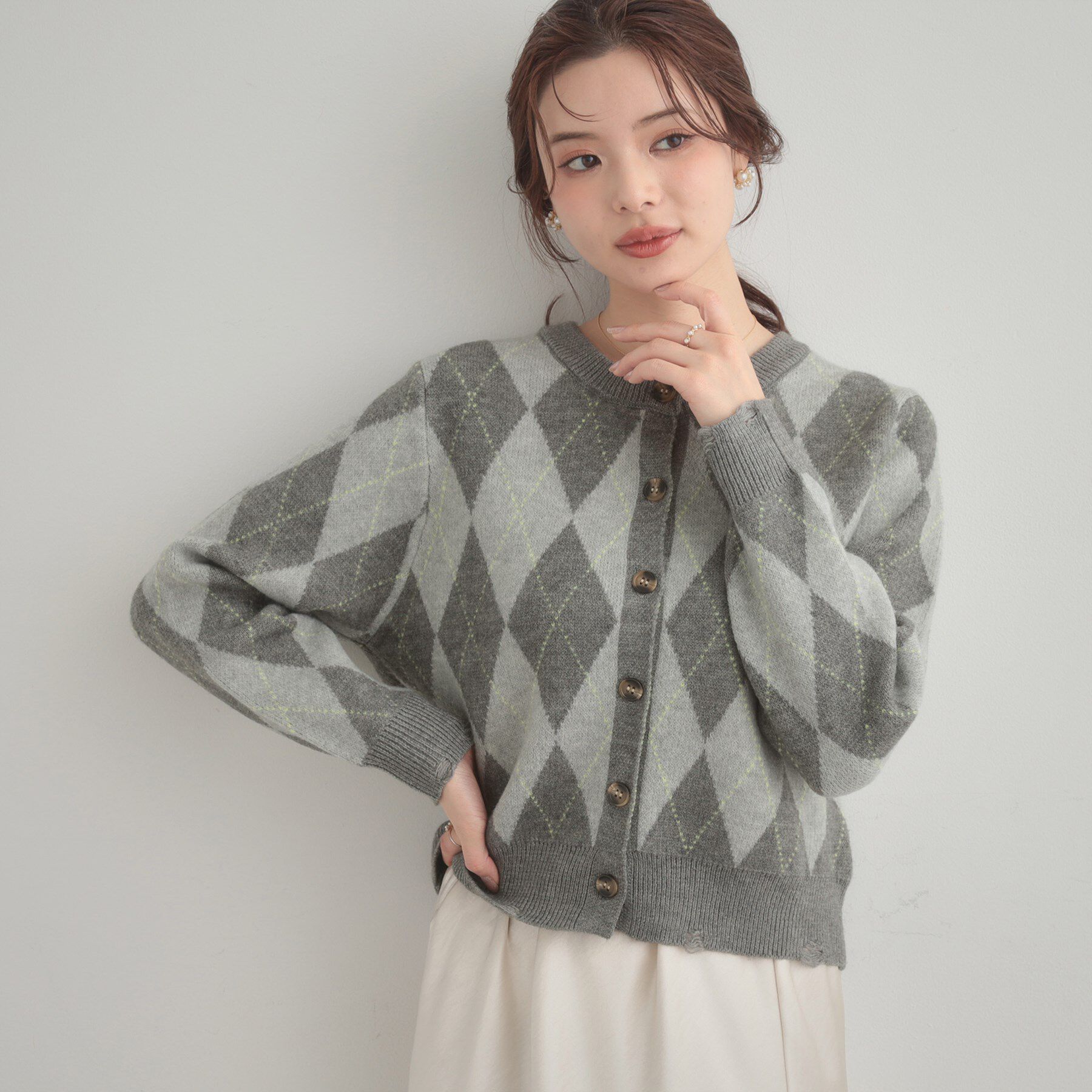 Couture broach「アーガイルニットカーディガン」|カーディガン|