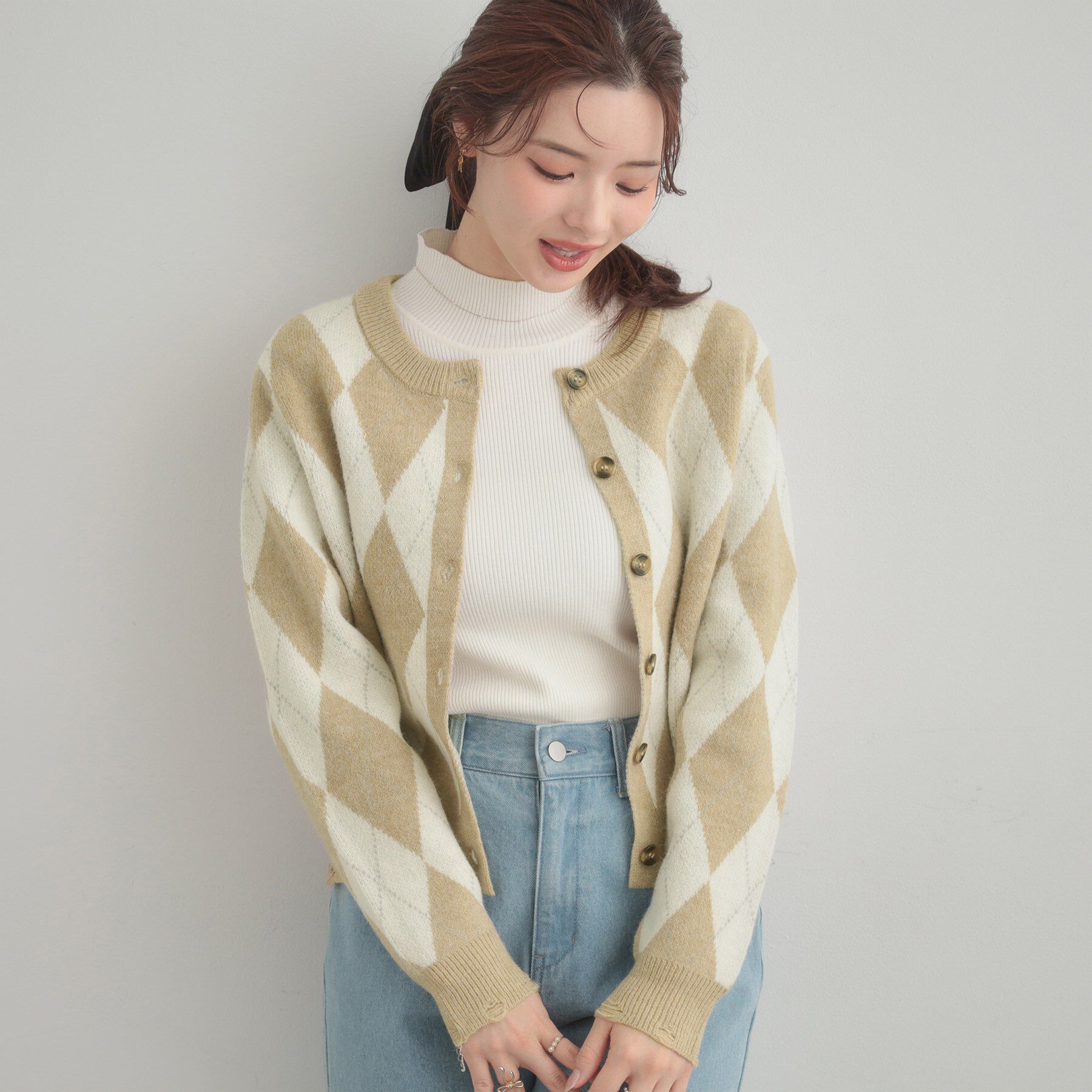 Couture broach「アーガイルニットカーディガン」|カーディガン|