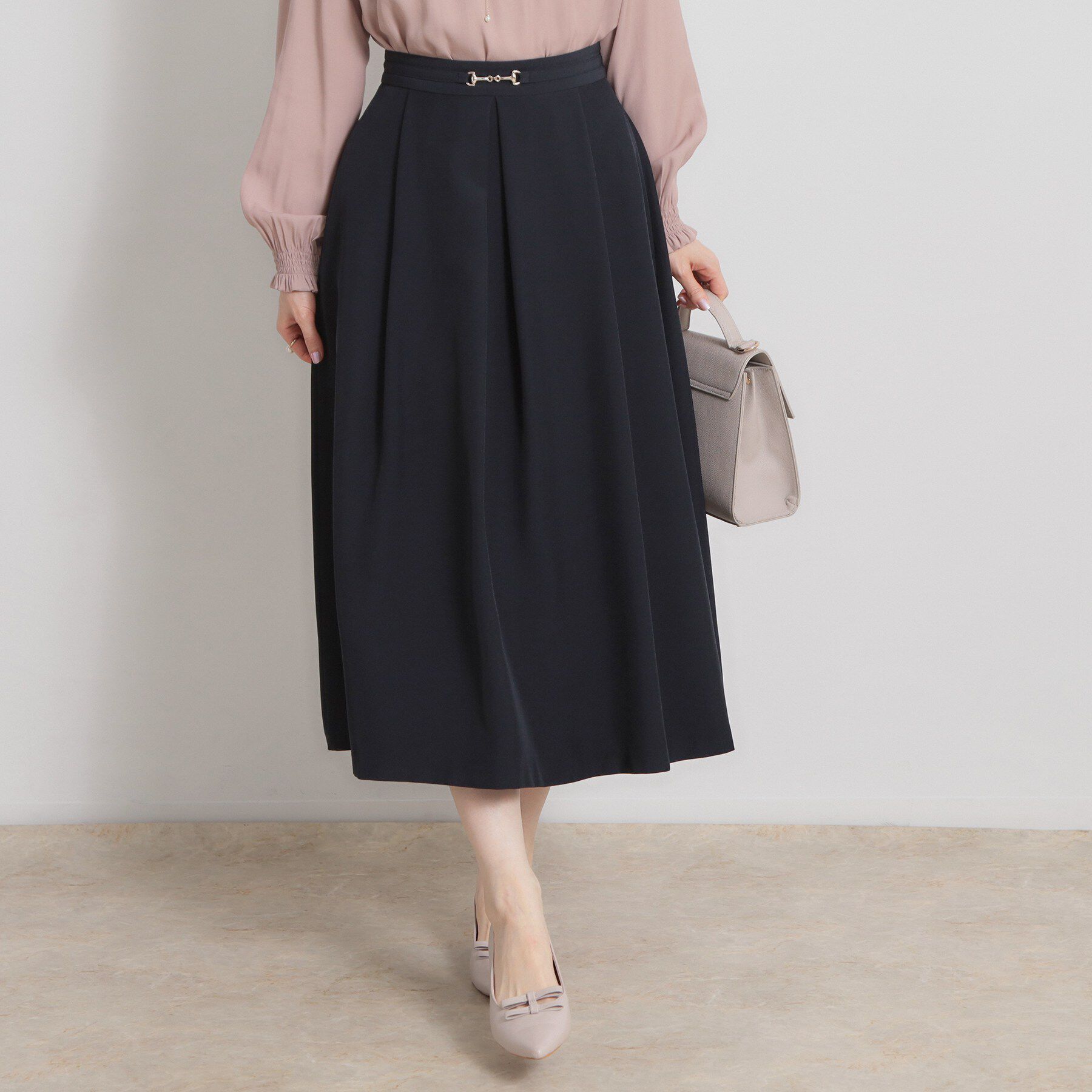 Couture broach「【洗える・通勤】ビットベルト タックスカート」|スカート|