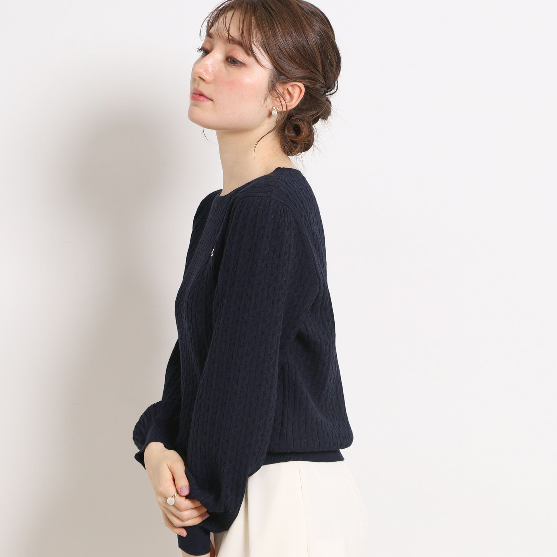 Couture broach「【洗える】リボンエンブロ細ケーブルニット」|ニット・セーター|