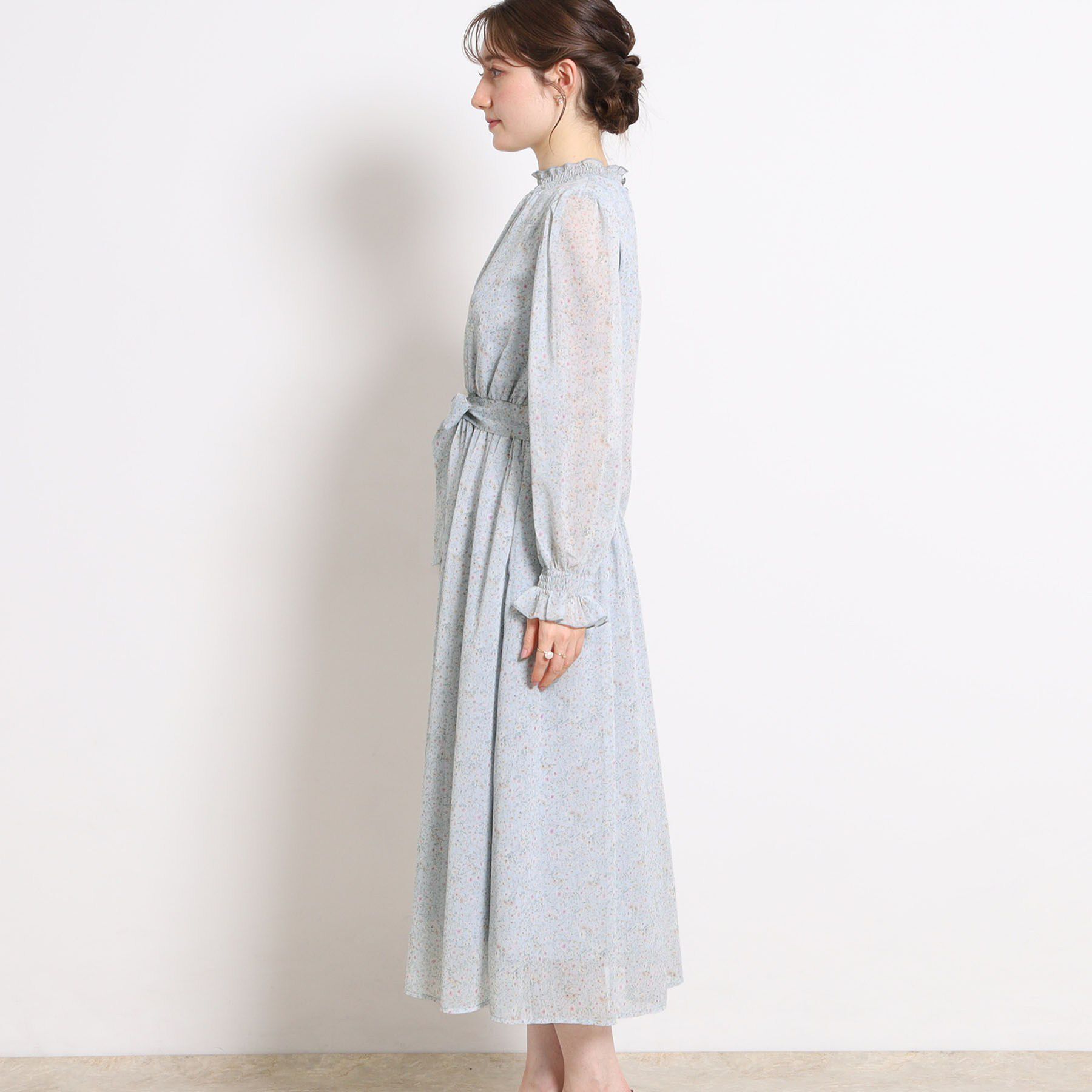 Couture broach「【洗える・着映え】楊柳小花シャーリングワンピース」|ワンピース|