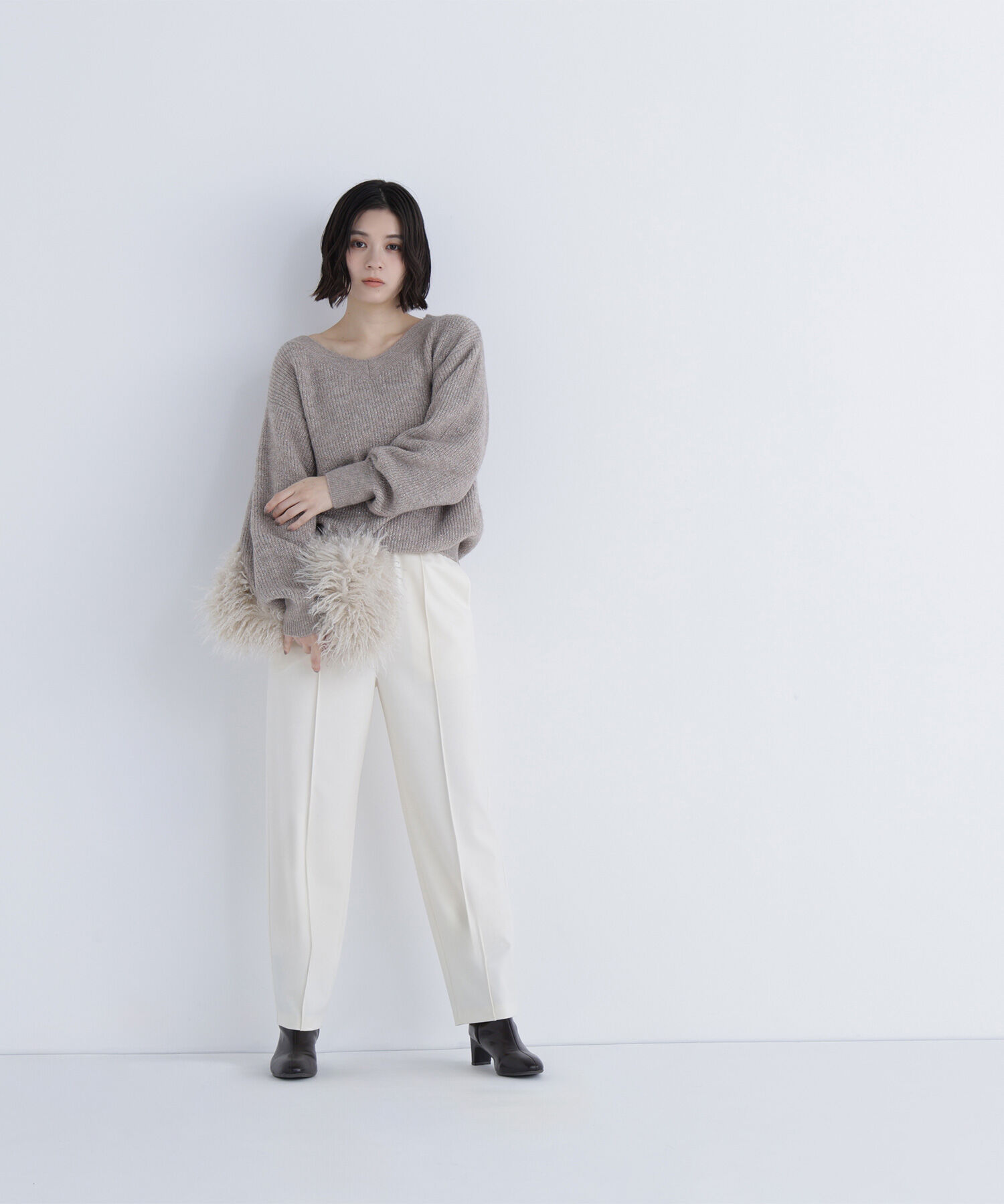  「裏起毛イージーテーパードパンツ」|その他|オフホワイト1