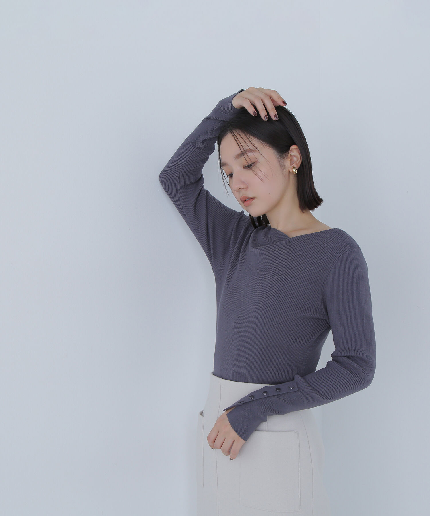  「ニュアンスネックリブニット」|ニット・セーター|