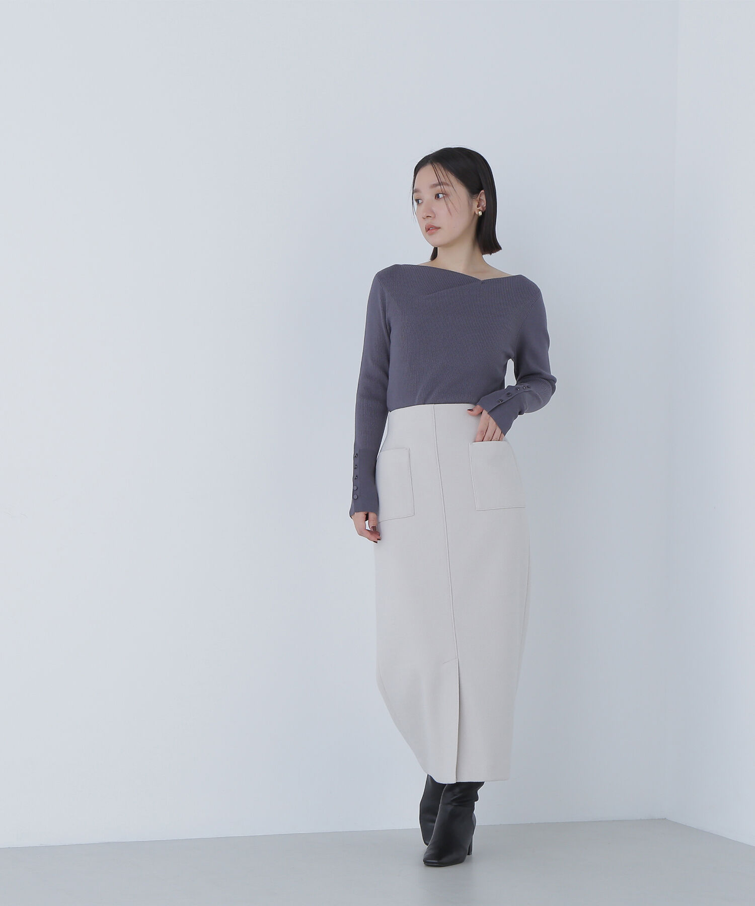  「ニュアンスネックリブニット」|ニット・セーター|