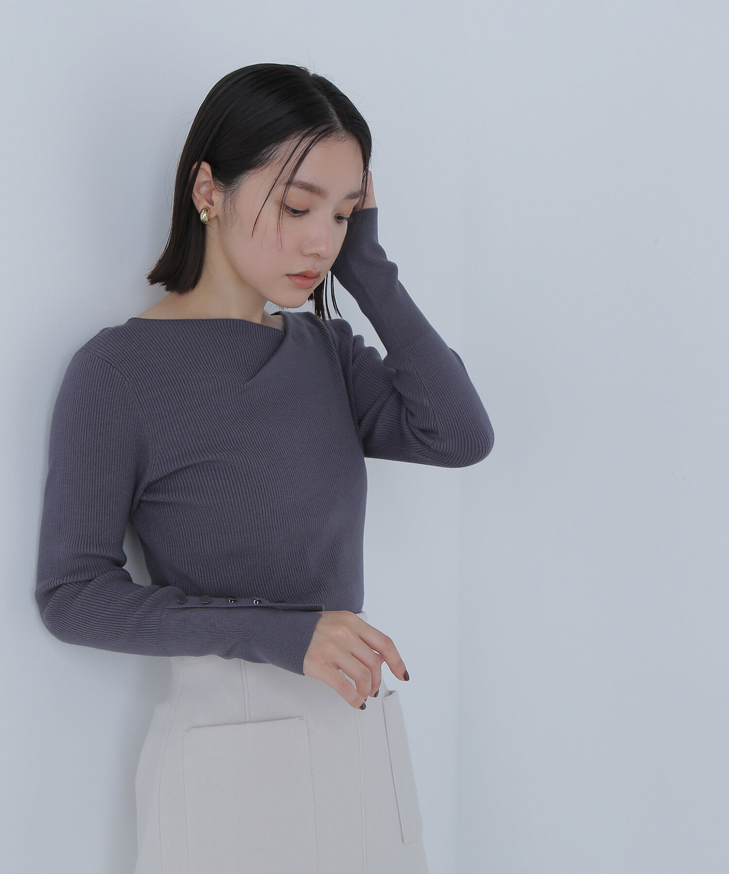  「ニュアンスネックリブニット」|ニット・セーター|