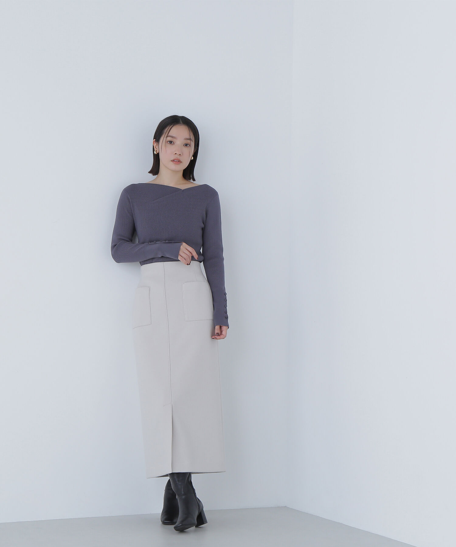  「ニュアンスネックリブニット」|ニット・セーター|