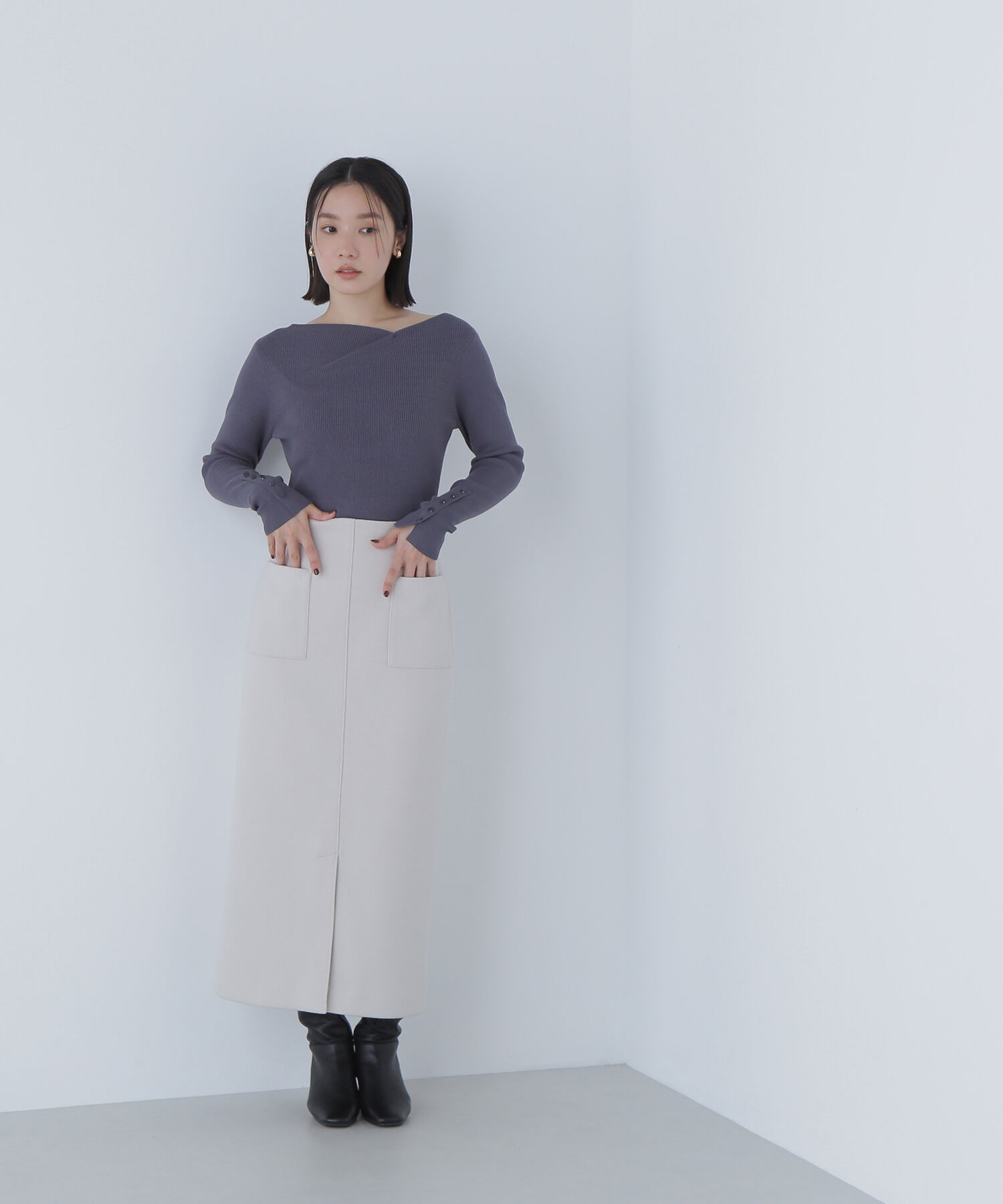  「ニュアンスネックリブニット」|ニット・セーター|