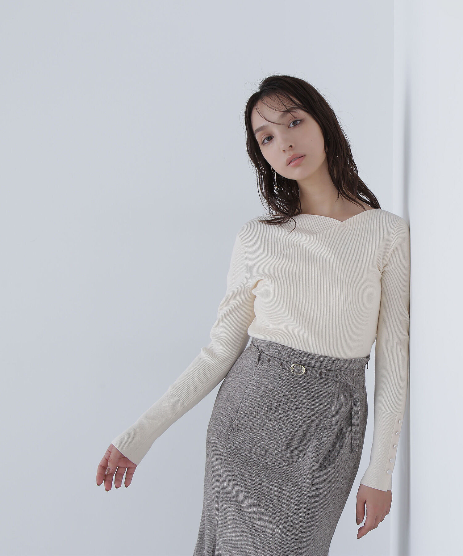  「ニュアンスネックリブニット」|ニット・セーター|