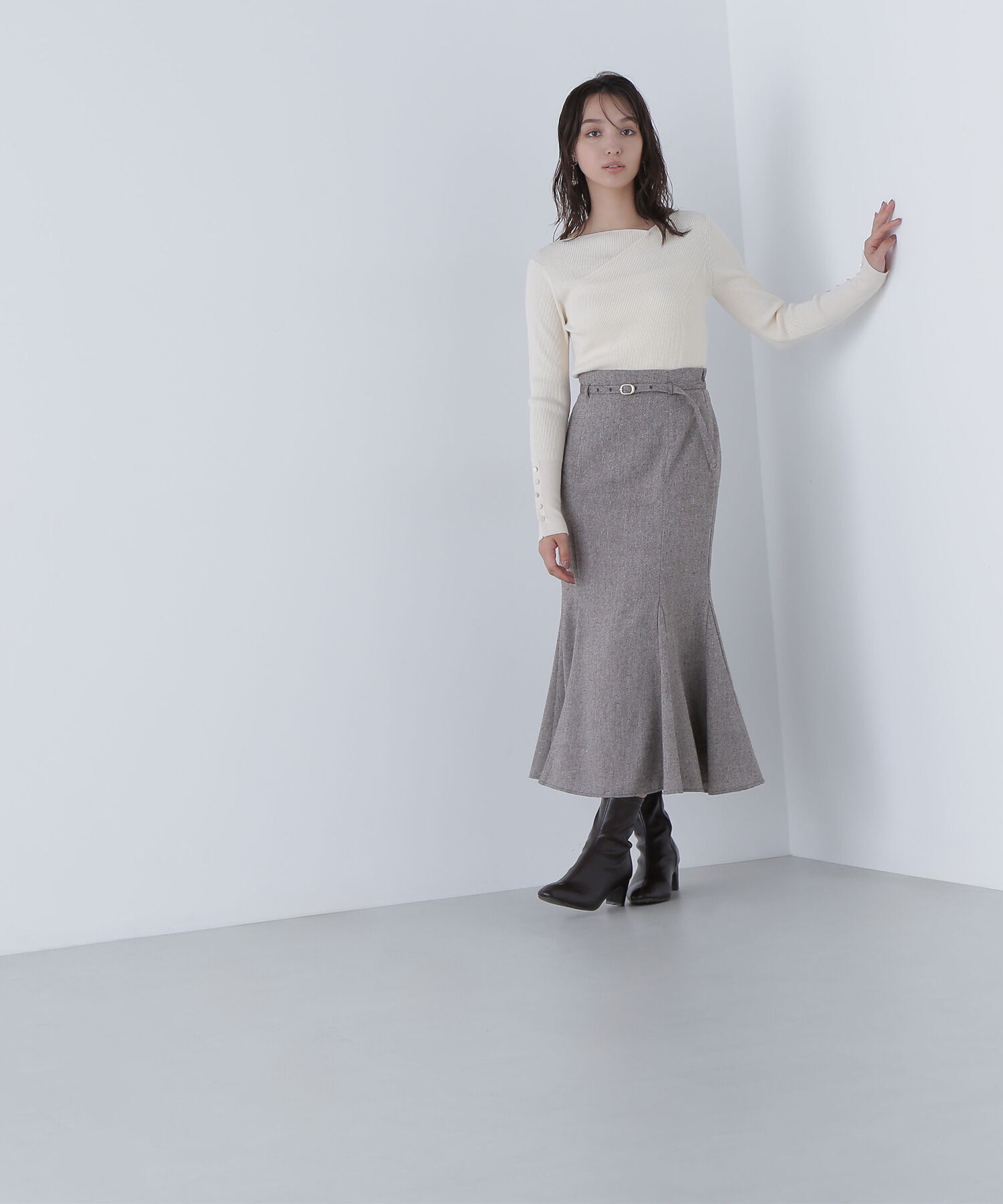  「ニュアンスネックリブニット」|ニット・セーター|