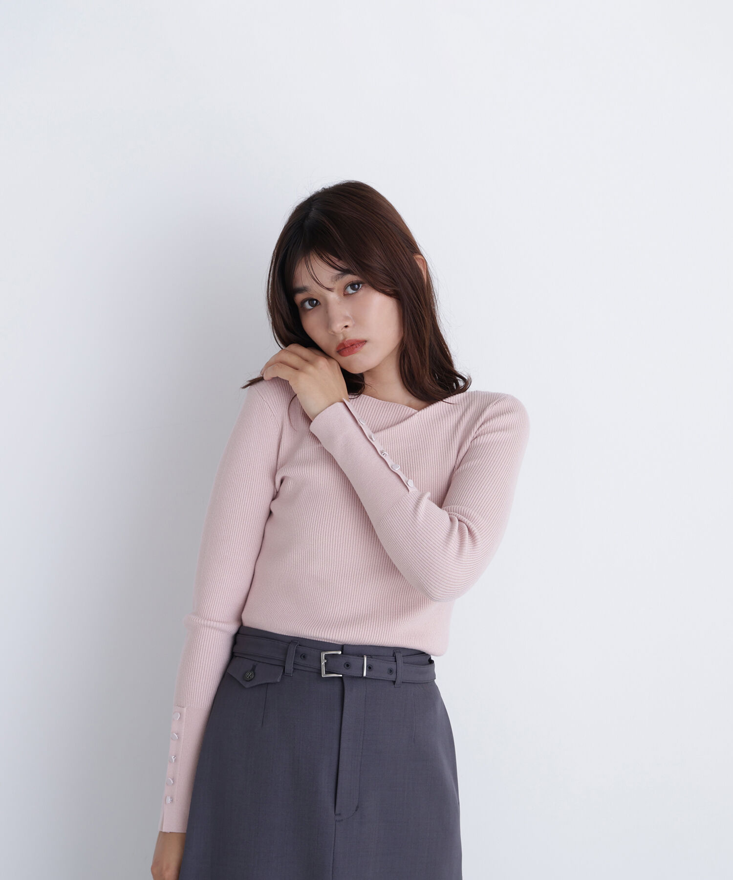  「ニュアンスネックリブニット」|ニット・セーター|