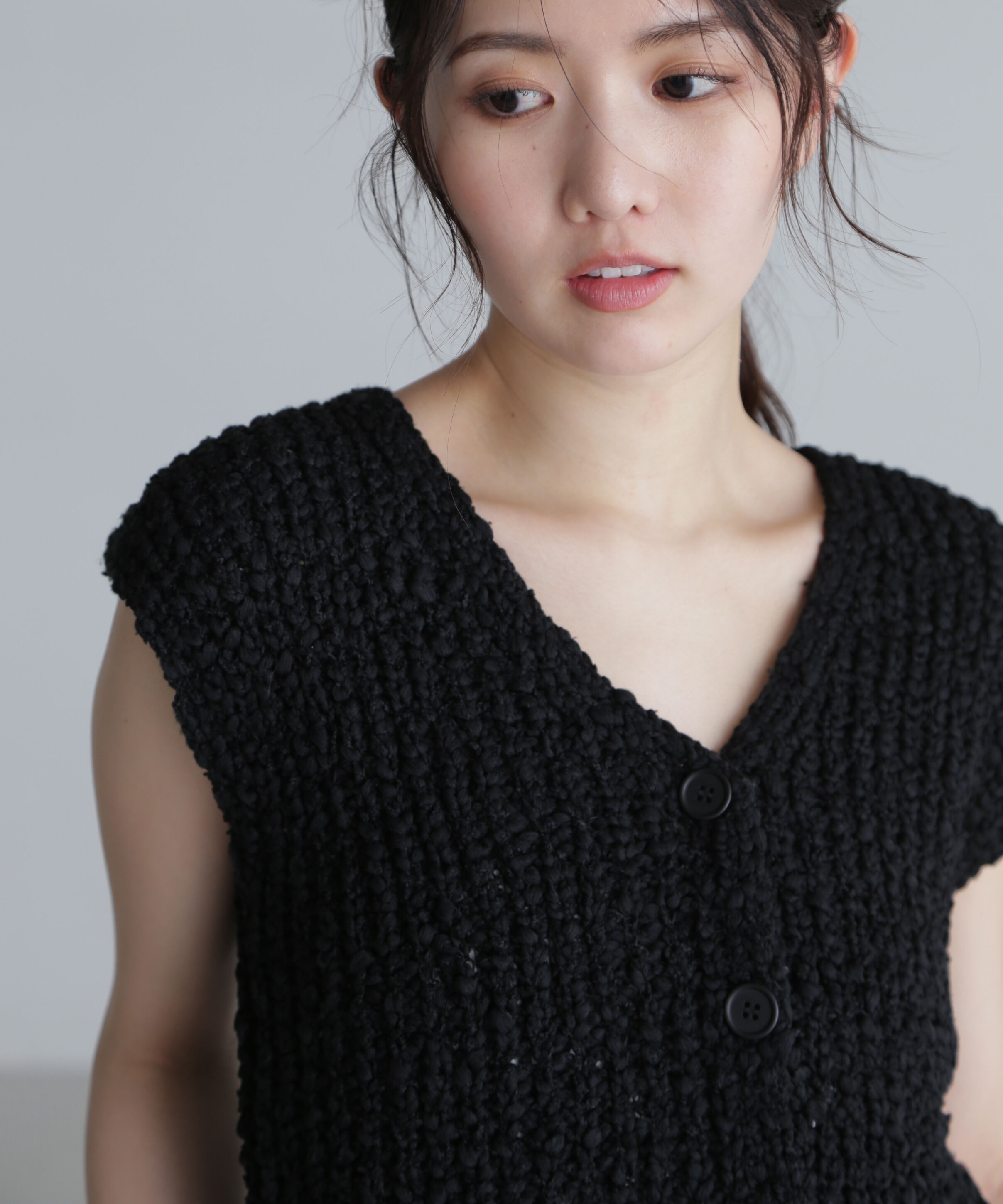  「ファンシーヤーンＶネックベスト」|ニット・セーター|