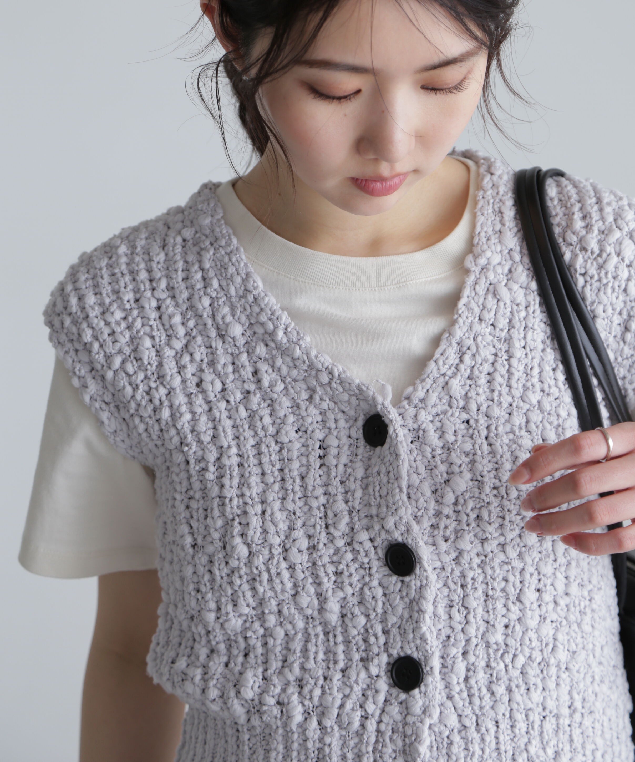  「ファンシーヤーンＶネックベスト」|ニット・セーター|