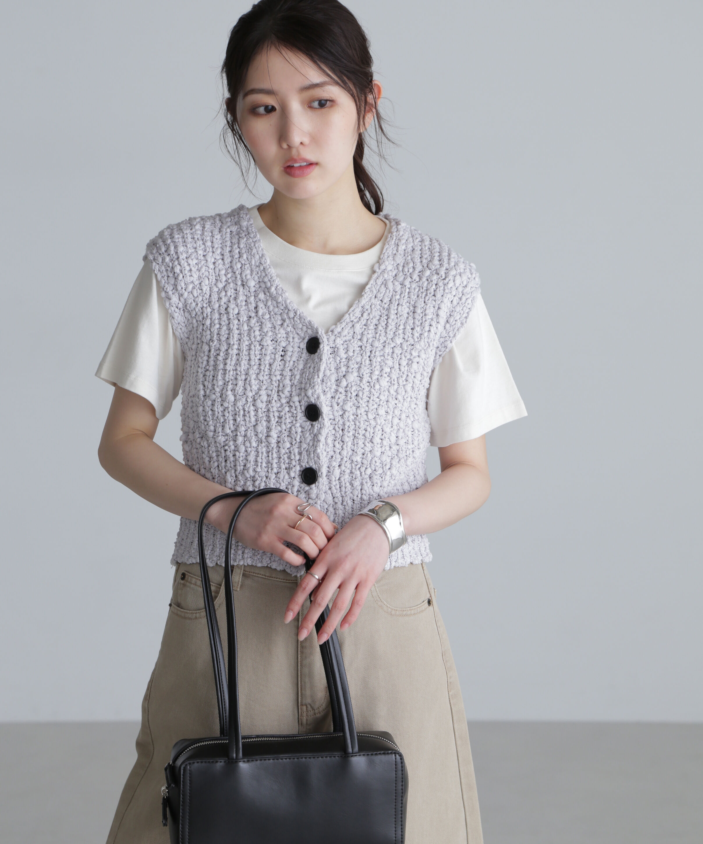  「ファンシーヤーンＶネックベスト」|ニット・セーター|