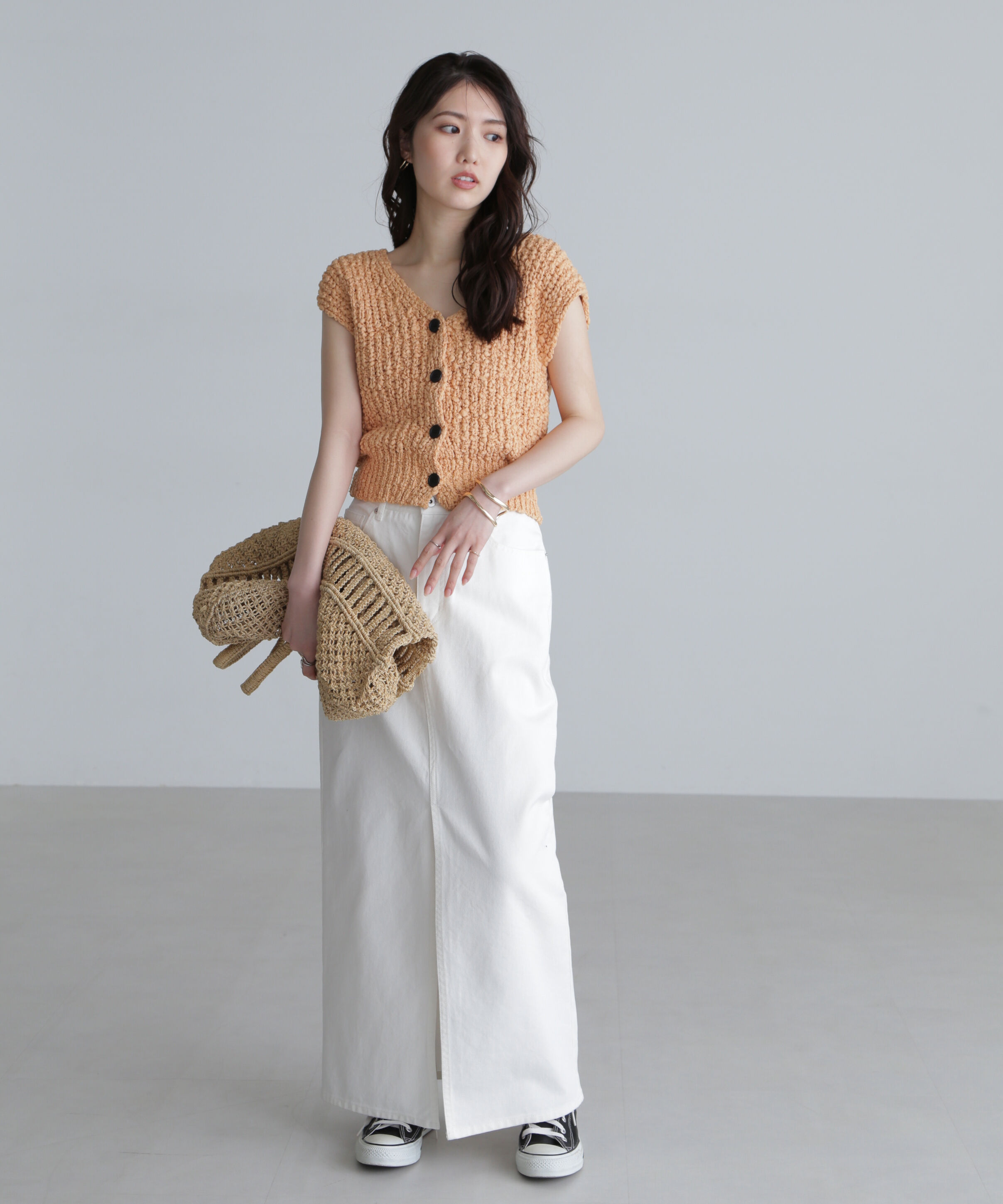 「ファンシーヤーンＶネックベスト」|ニット・セーター|