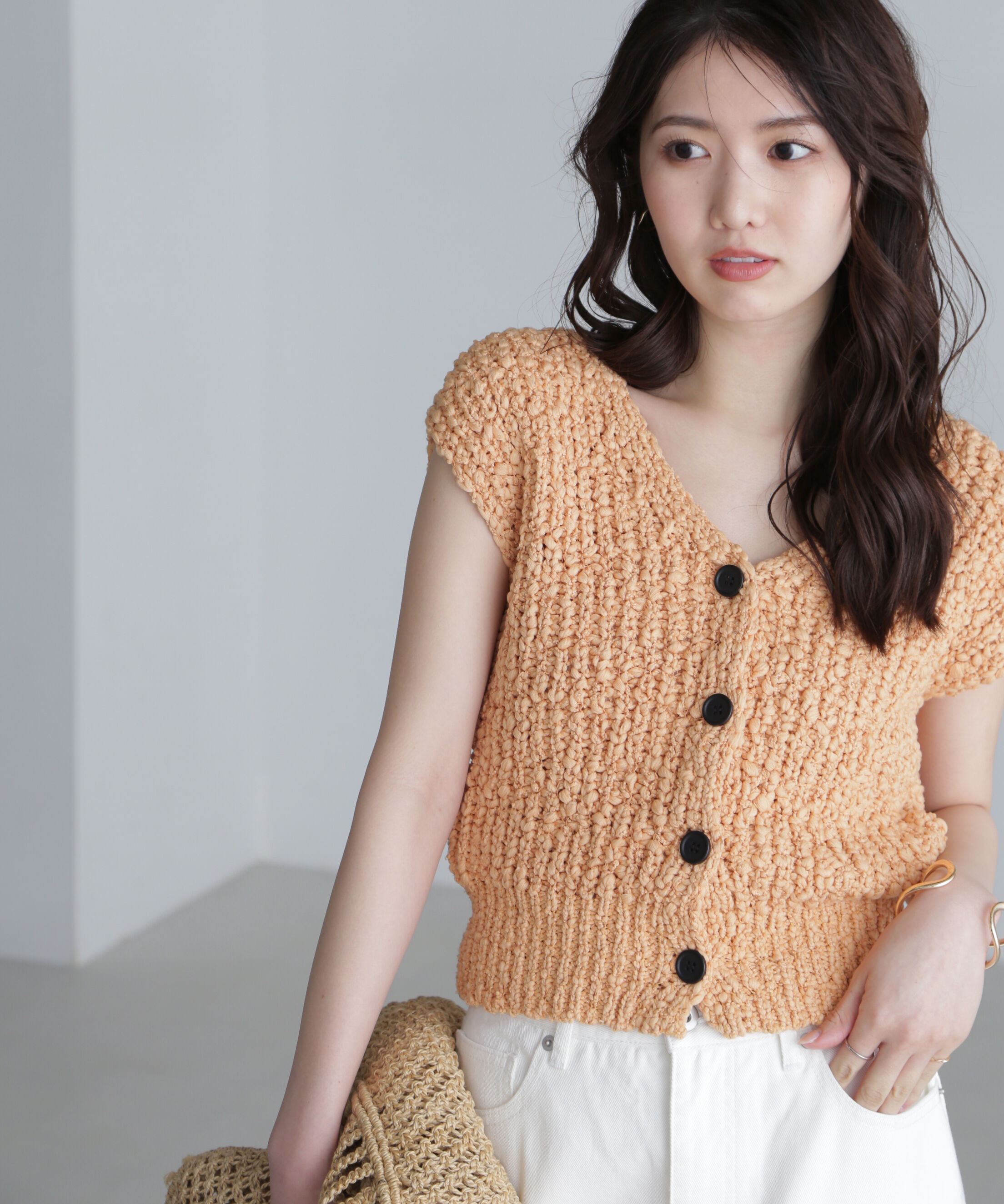  「ファンシーヤーンＶネックベスト」|ニット・セーター|