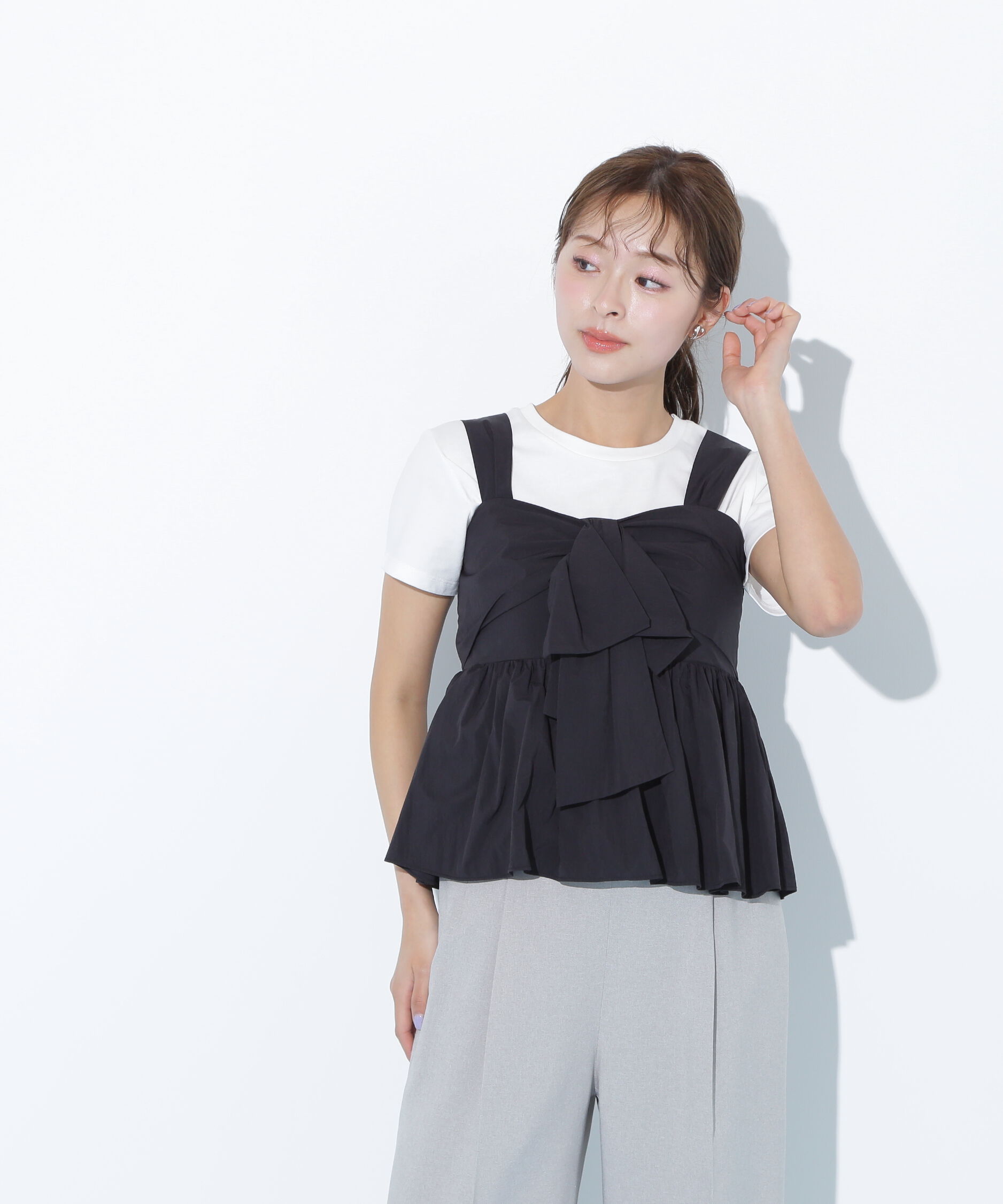  「リボンペプラムブラウス」|シャツ・ブラウス|